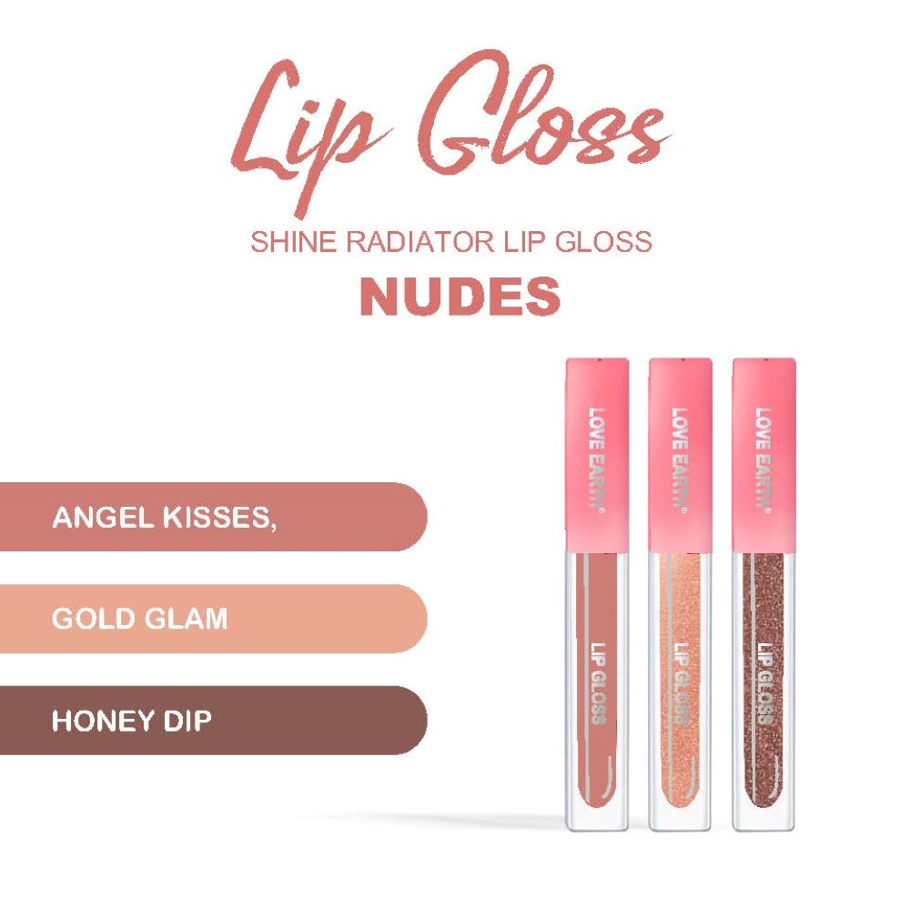 Liquid Lip Gloss Nudes - Pack of 3