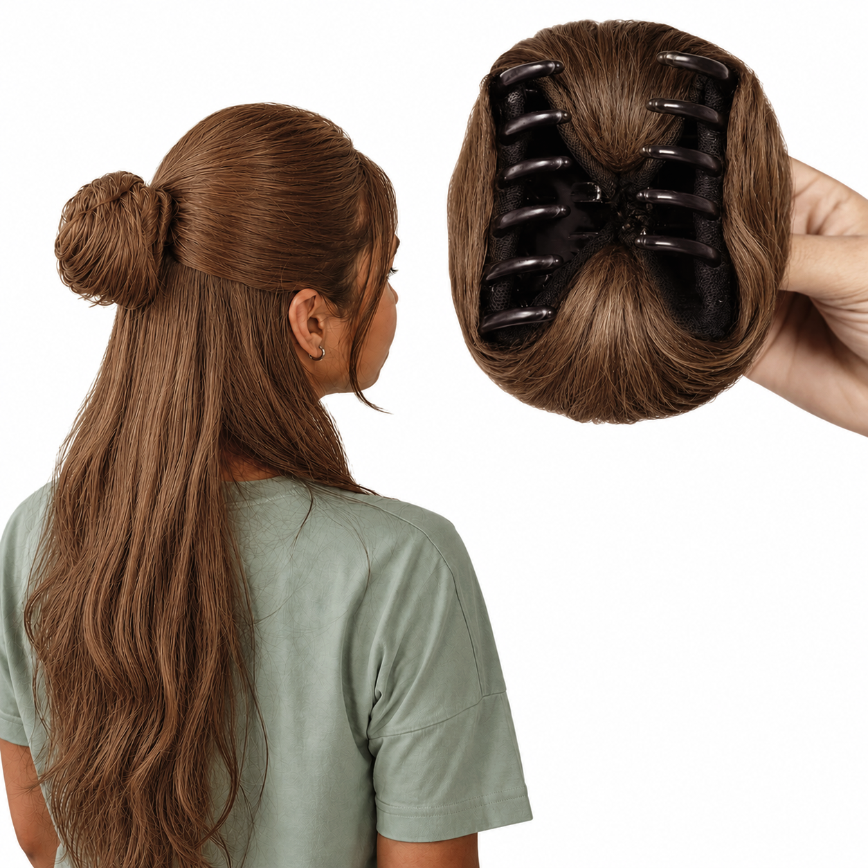Clip-on Hair Bun Light Brown