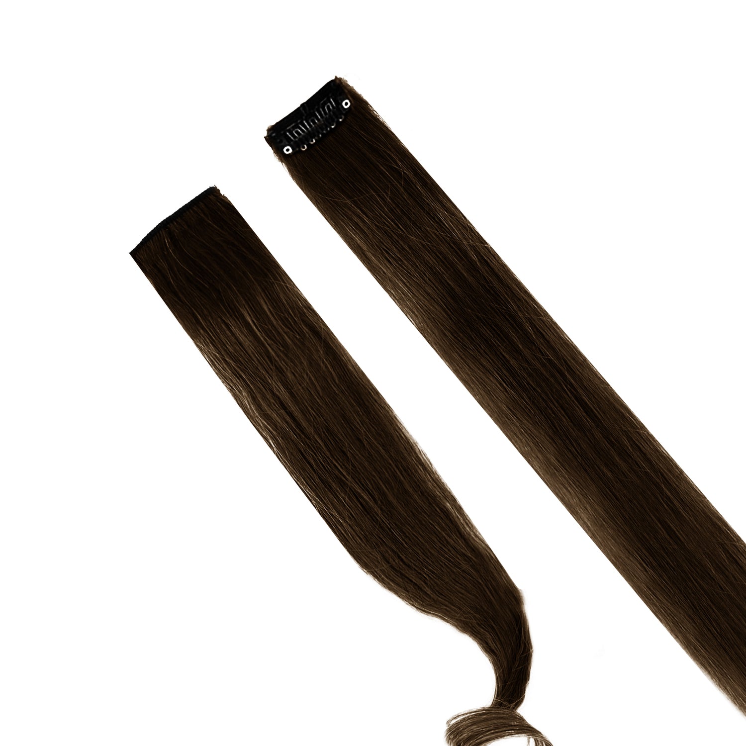 Single Clip Side Hair Extensions 14 Inch Natural Brown