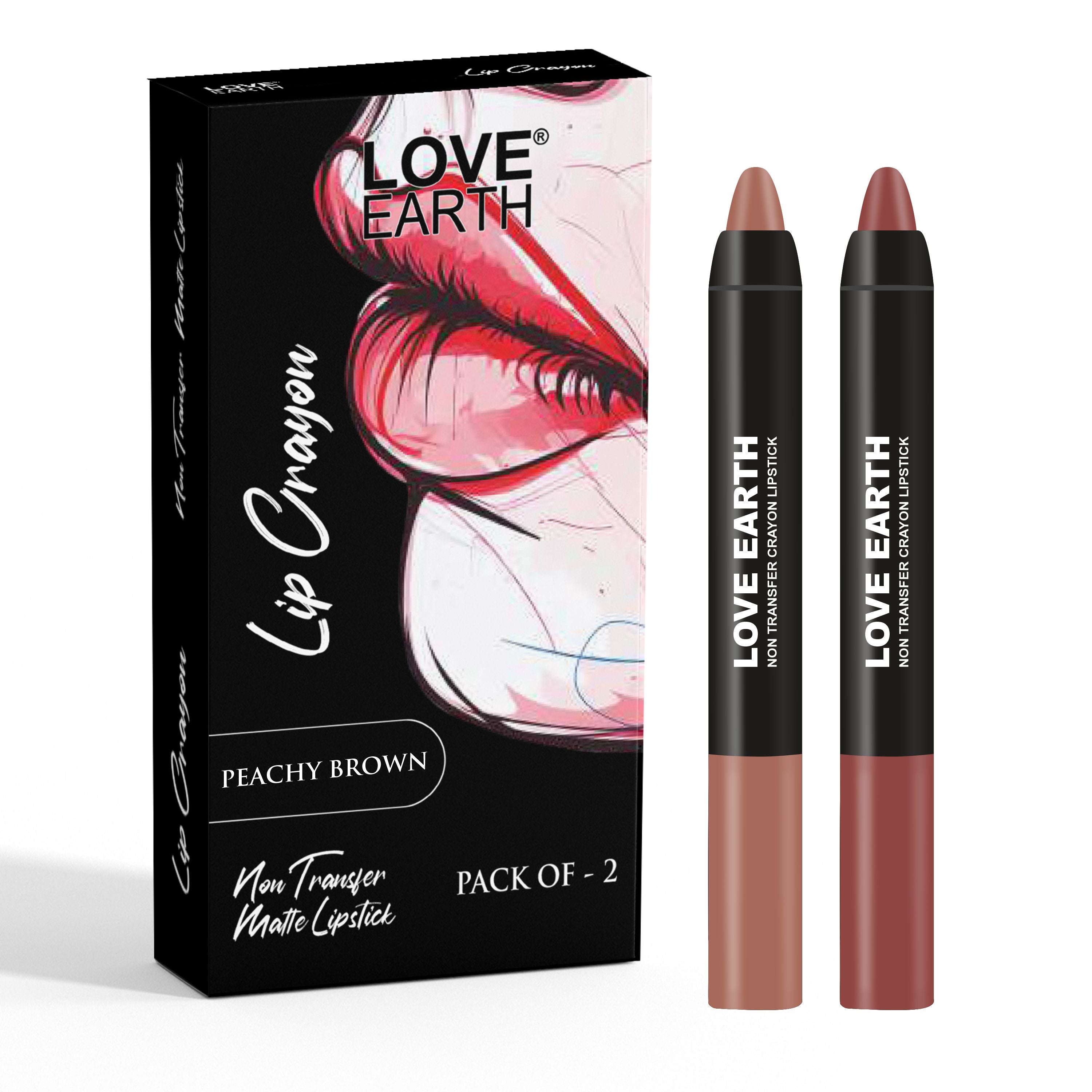 Lip Crayon Pack Of 2 Peachy Brown