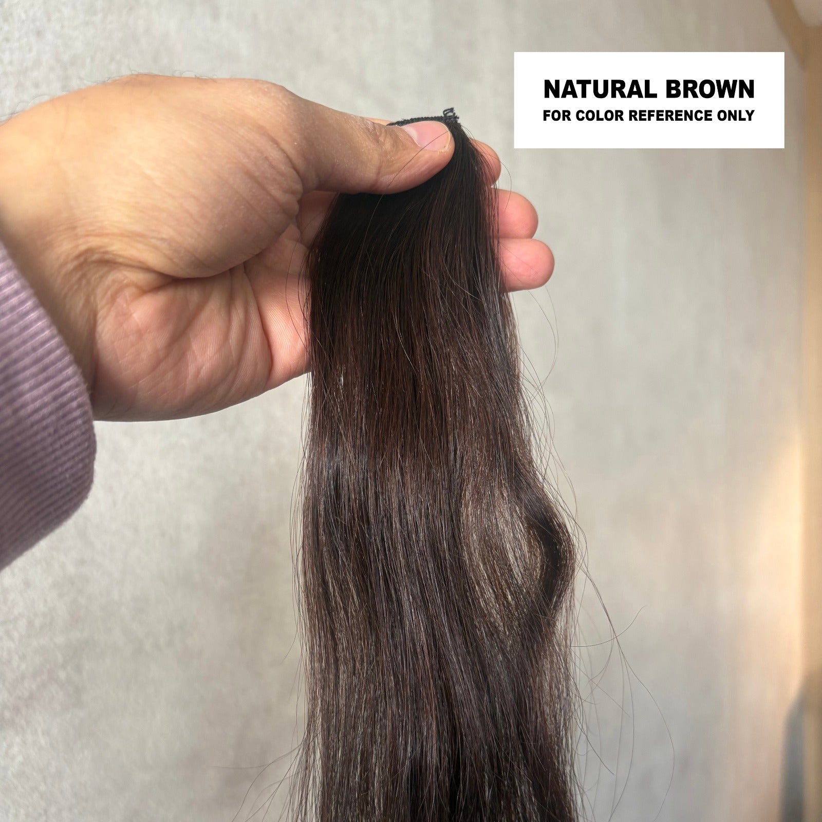 Single Clip Side Hair Extensions 14 Inch Natural Brown