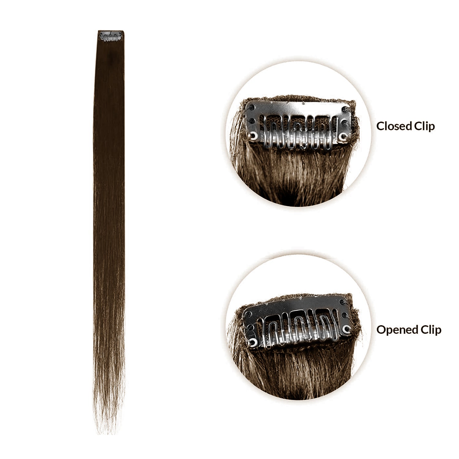 Single Clip Side Hair Extensions 14 Inch Natural Brown