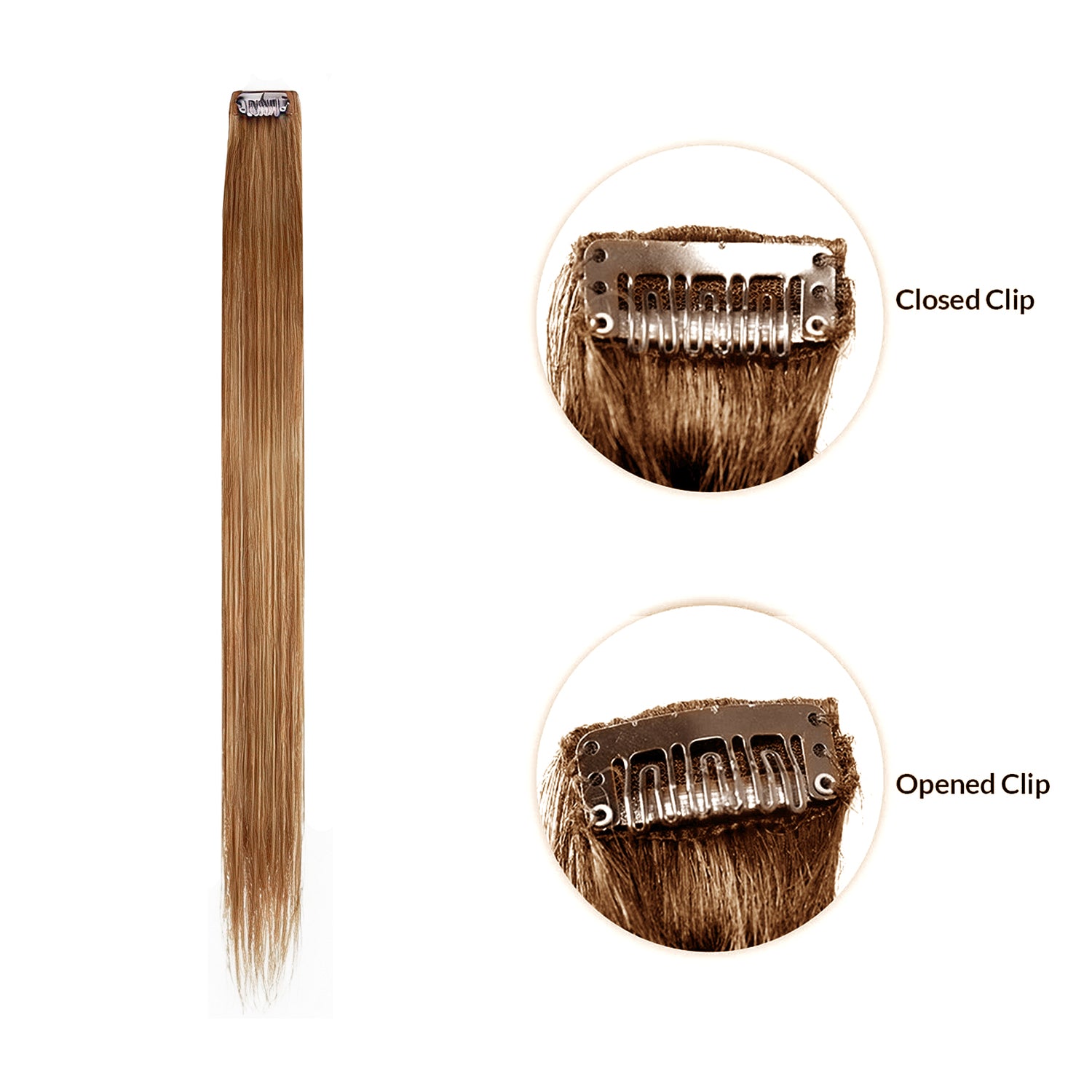 Single Clip Side Hair Extensions 14 Inch Golden Brown