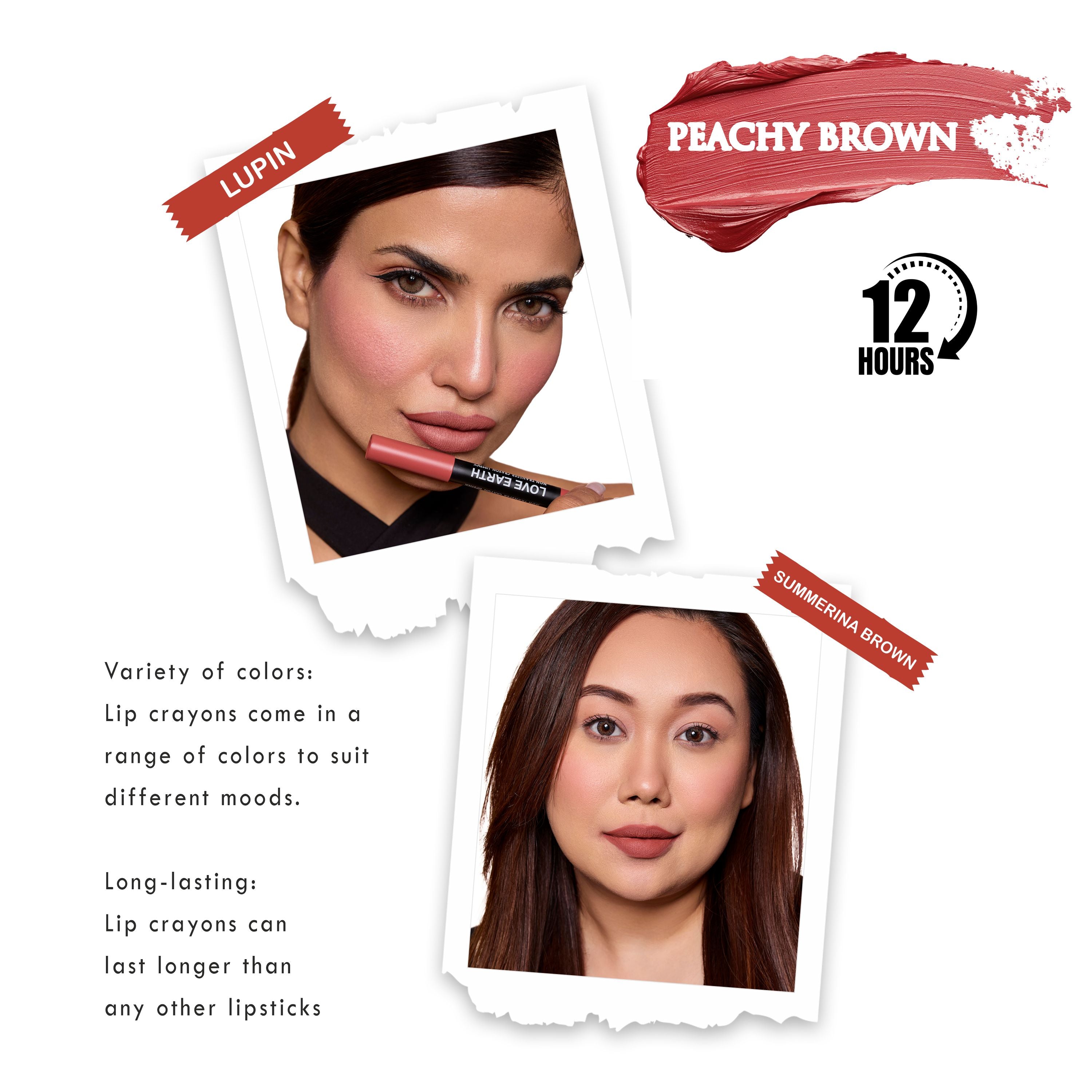 Lip Crayon Pack Of 2 Peachy Brown