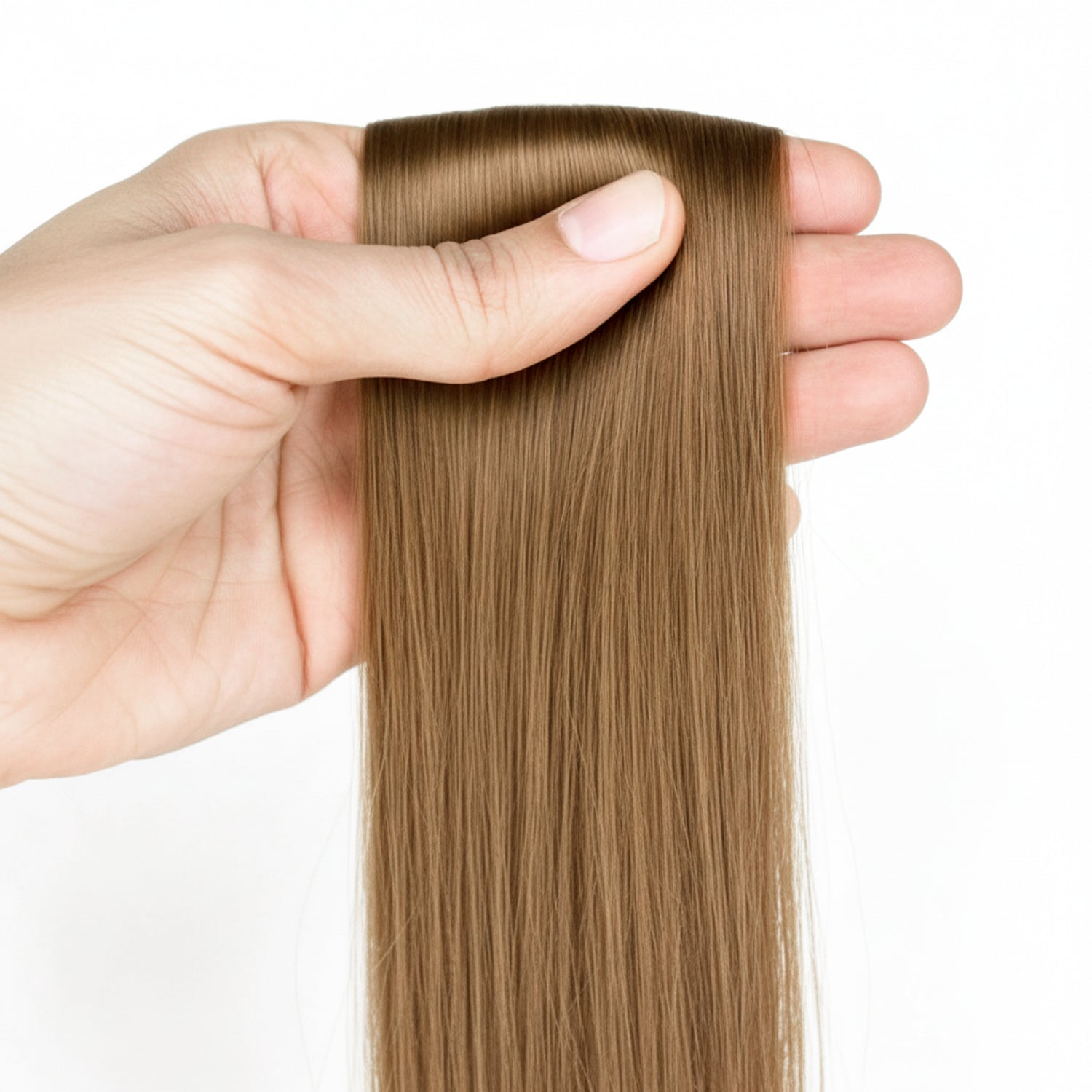 Single Clip Side Hair Extensions 14 Inch Golden Brown