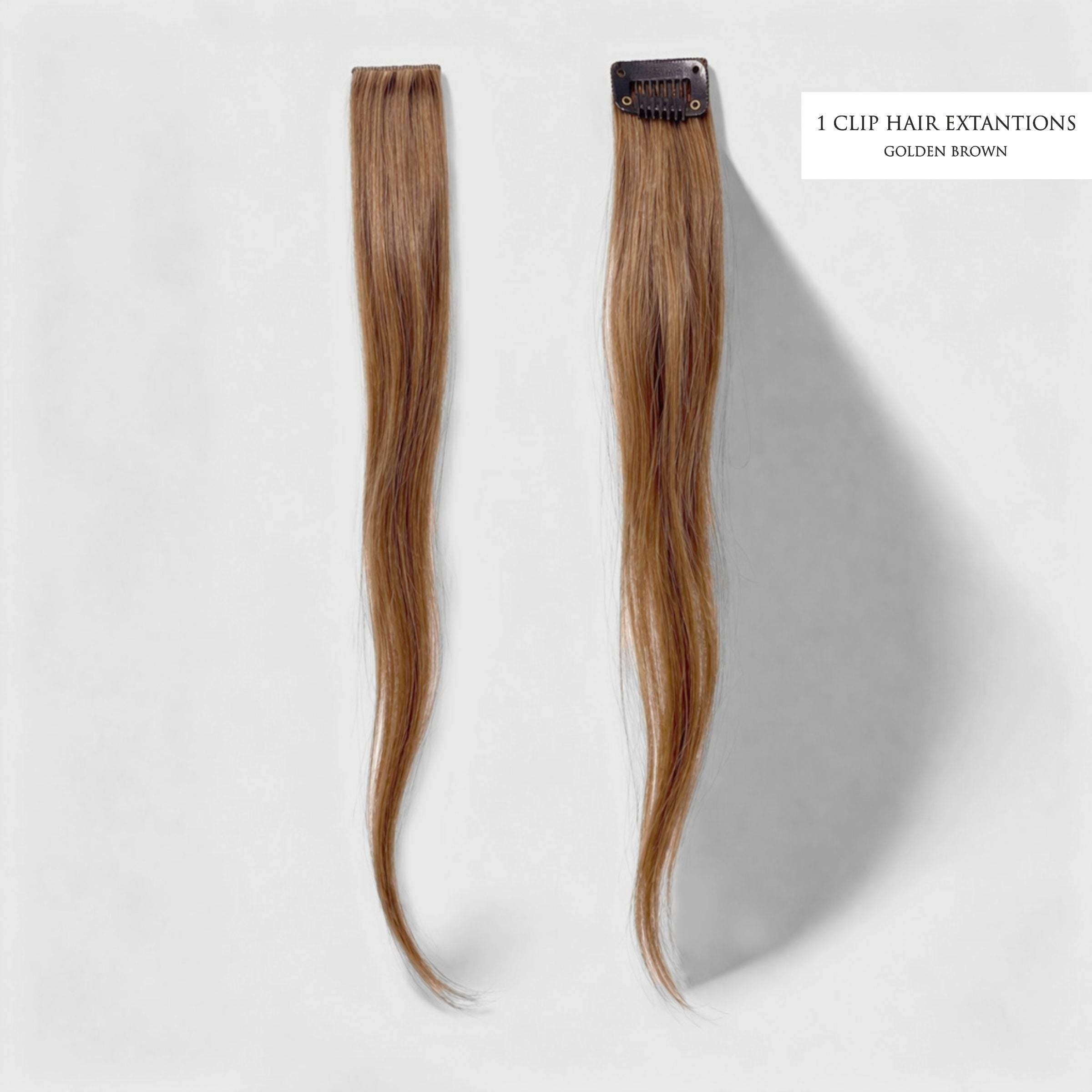 Single Clip Side Hair Extensions 14 Inch Golden Brown