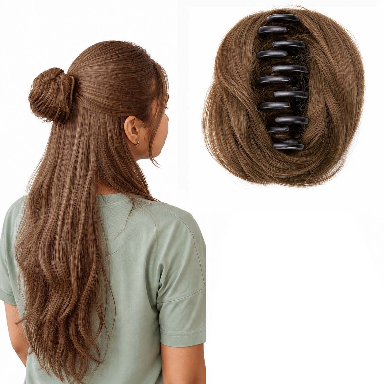 Clip-on Hair Bun Golden Brown