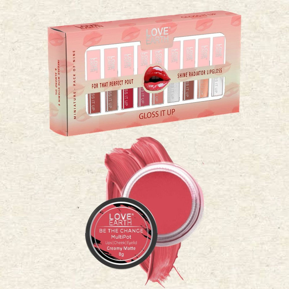 Lip Gloss Pack Of 9 & Multipot - Be The Change Kit