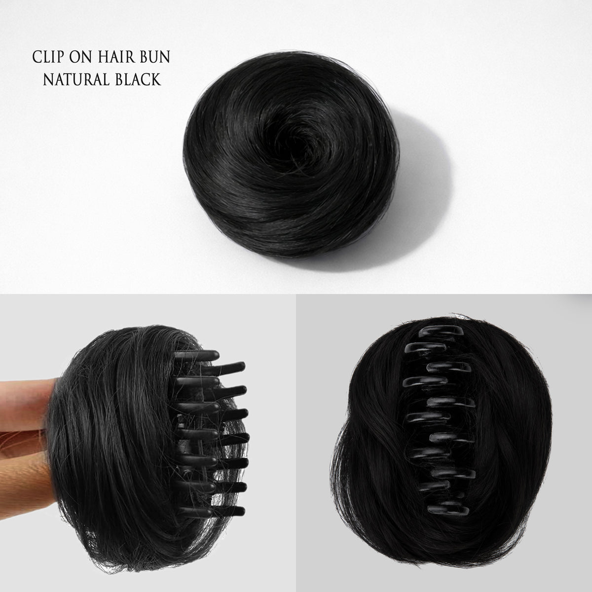 Clip-on Hair Bun Natural Black