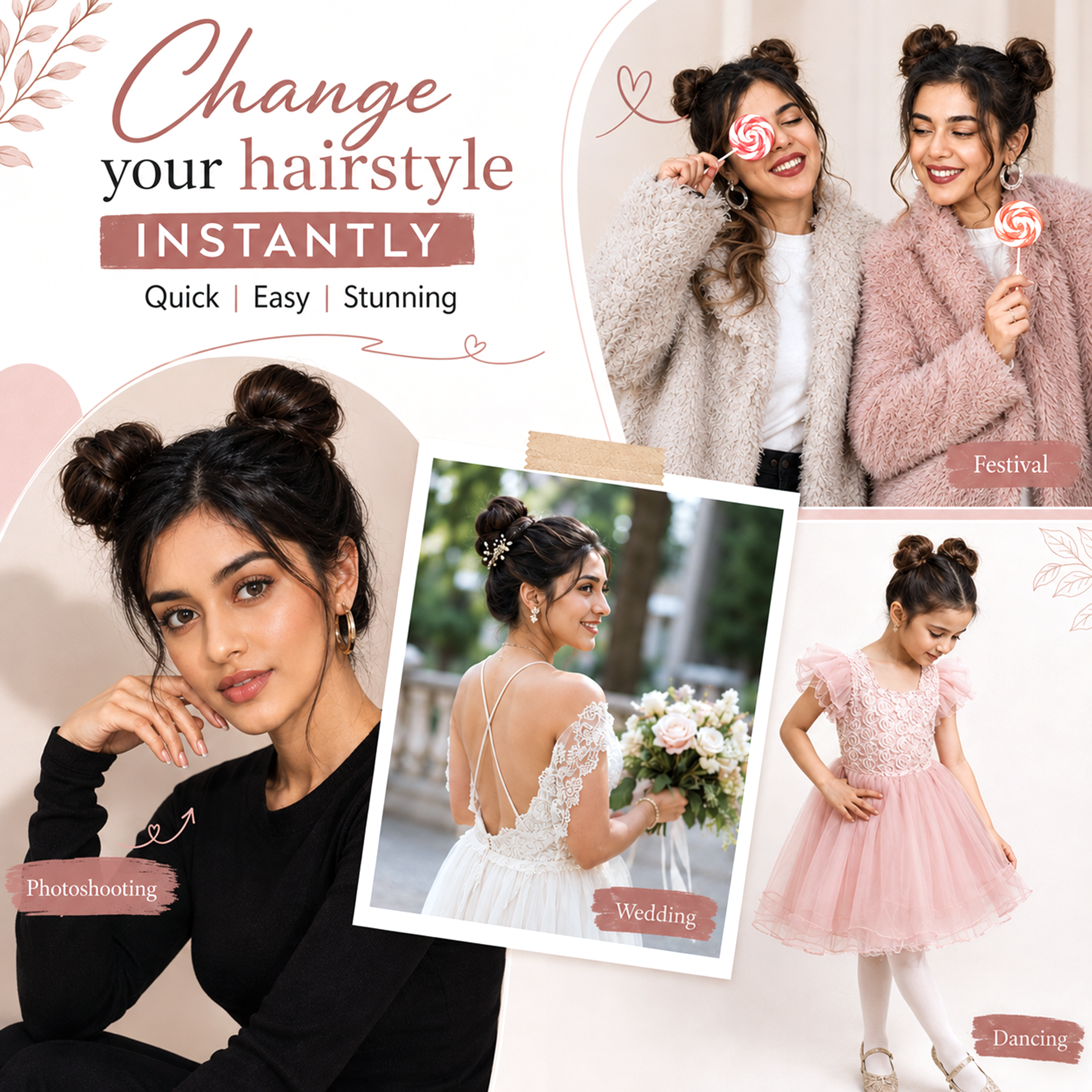 Clip-on Hair Bun Highlight