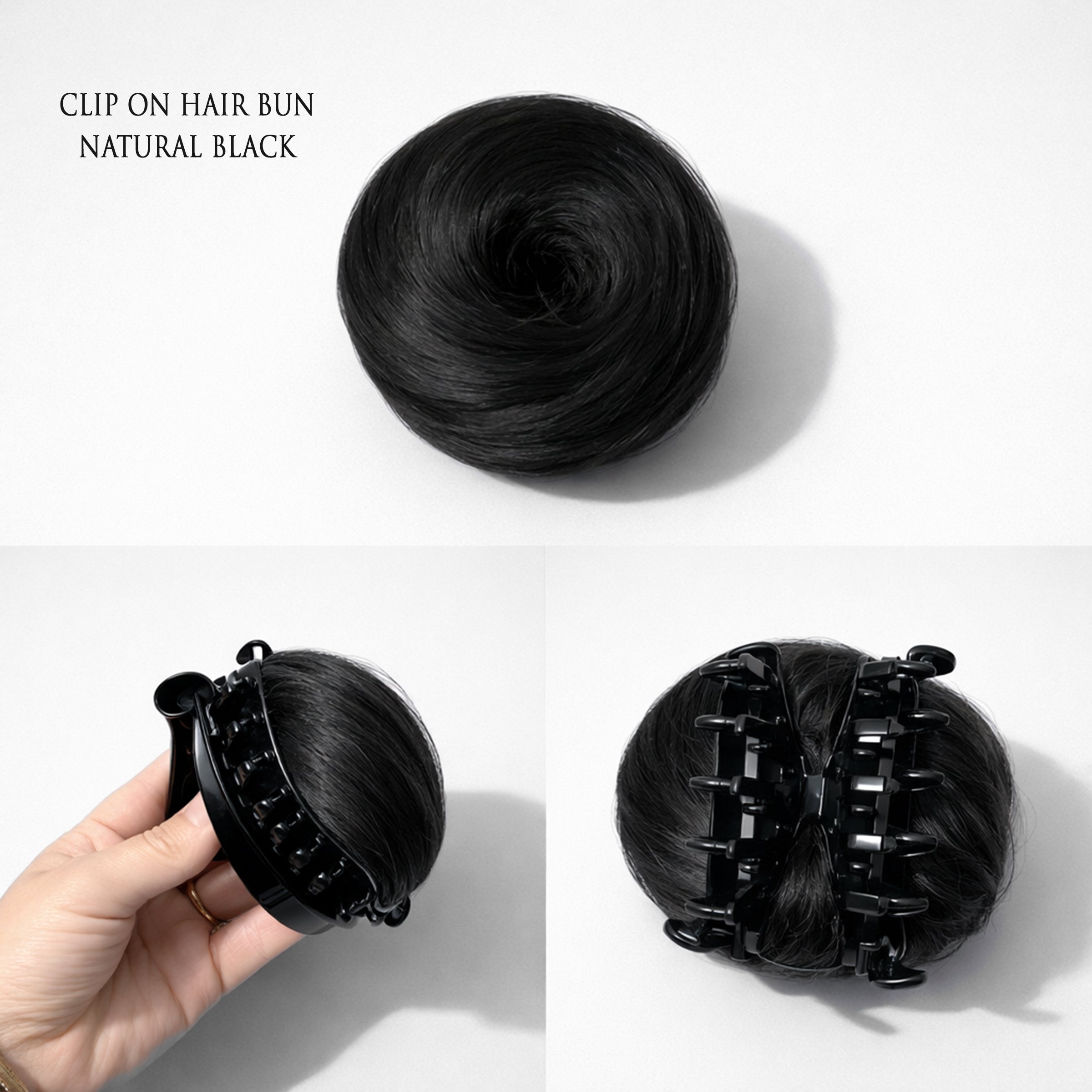 Clip-on Hair Bun Natural Black