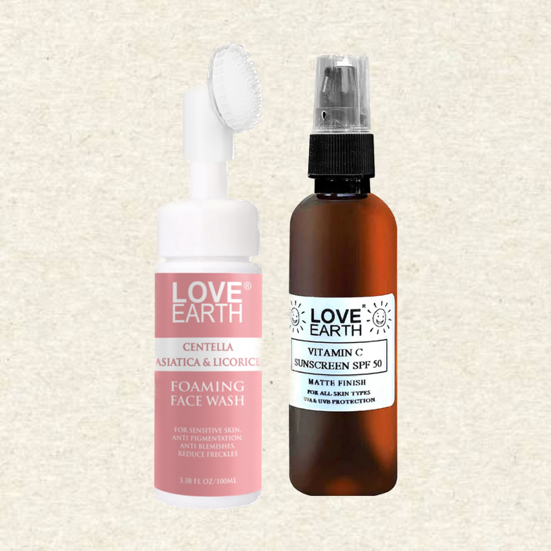 SPF-50 Vitamin C Sunscreen, 50ml & Centella Asiatica Foaming Face Wash, 100Ml