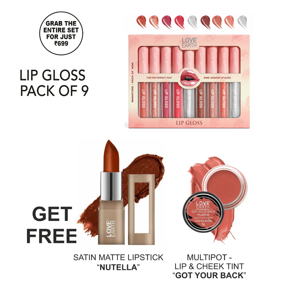 Lip Gloss - Pack Of-9, Got Your Back Multipot, Lipstick - Nutella