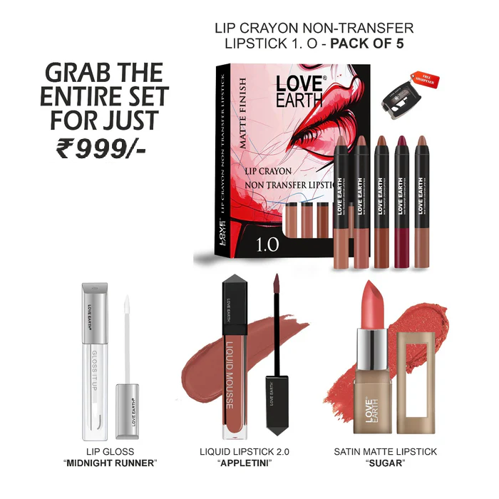 LipCrayon-Lipstick1.0,LipGloss-MidnightRunner,Lipstick-Sugar,Appletini