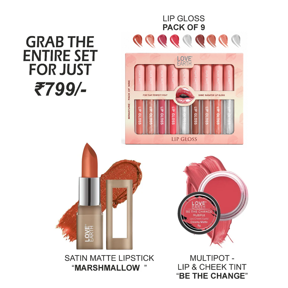 Lip Gloss-Pack Of-9, Be The Change Multipot, Lipstick-Marshmallow