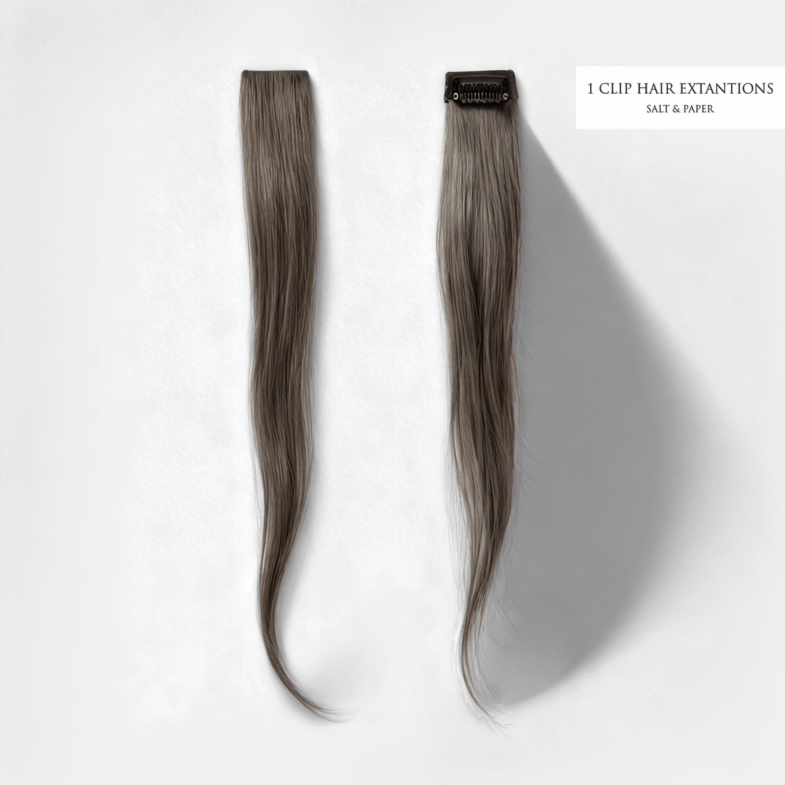 Single Clip Side Hair Extensions 14 Inch Salt & Pepper