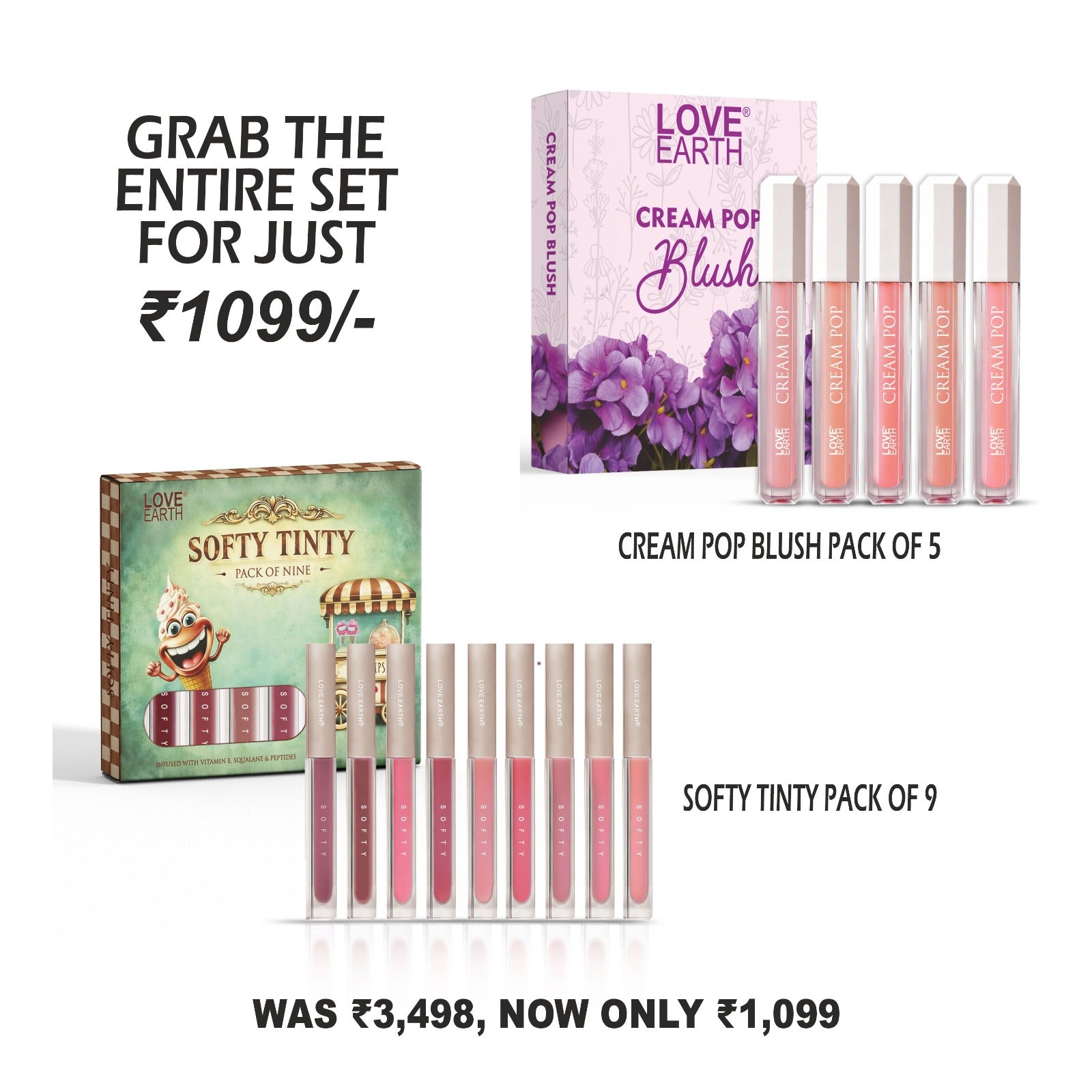 Softy Tinty pack Pack of 9,Cream Pop Blush Pack of 5