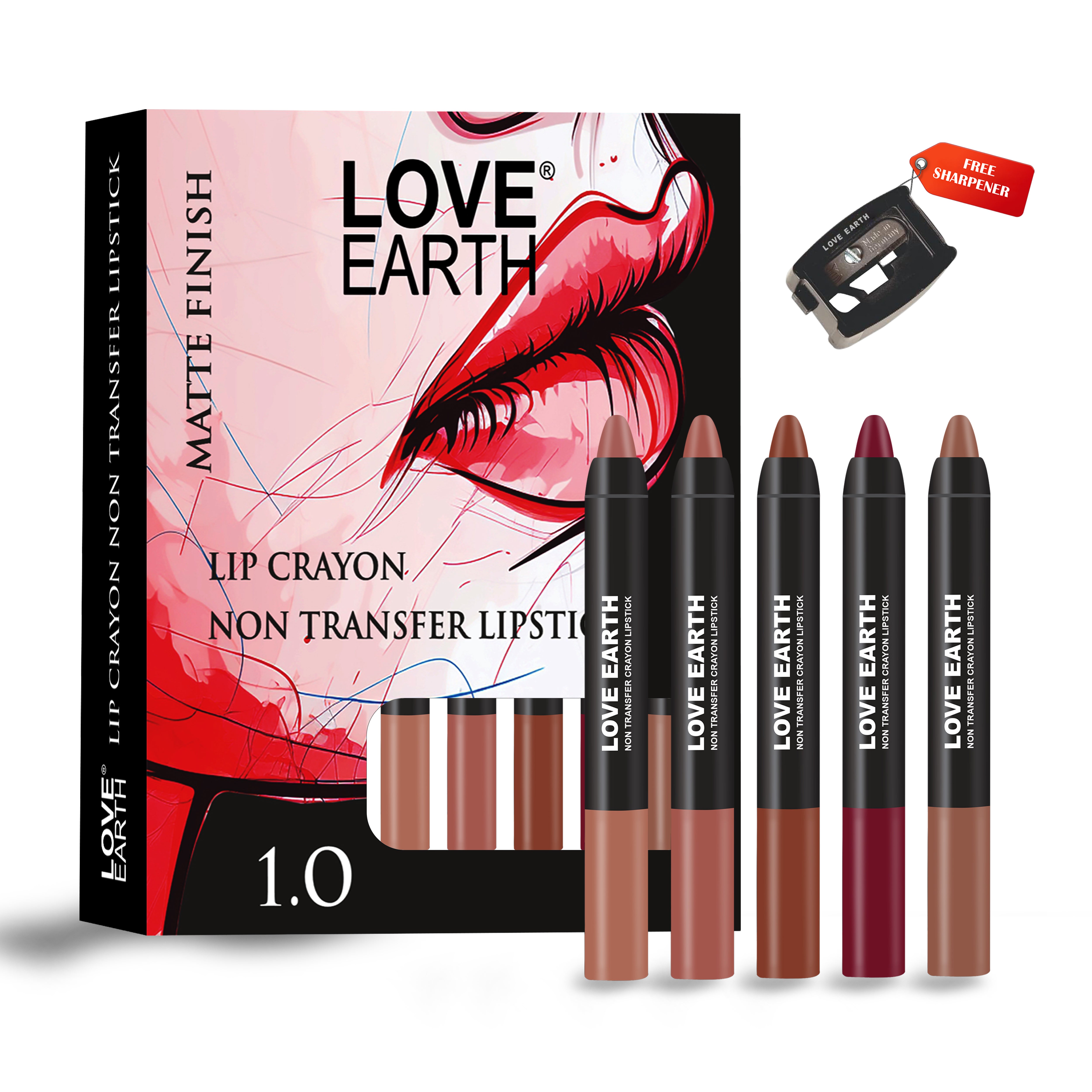 LIP CRAYON NON-TRANSFER LIPSTICK 1. O - PACK OF 5