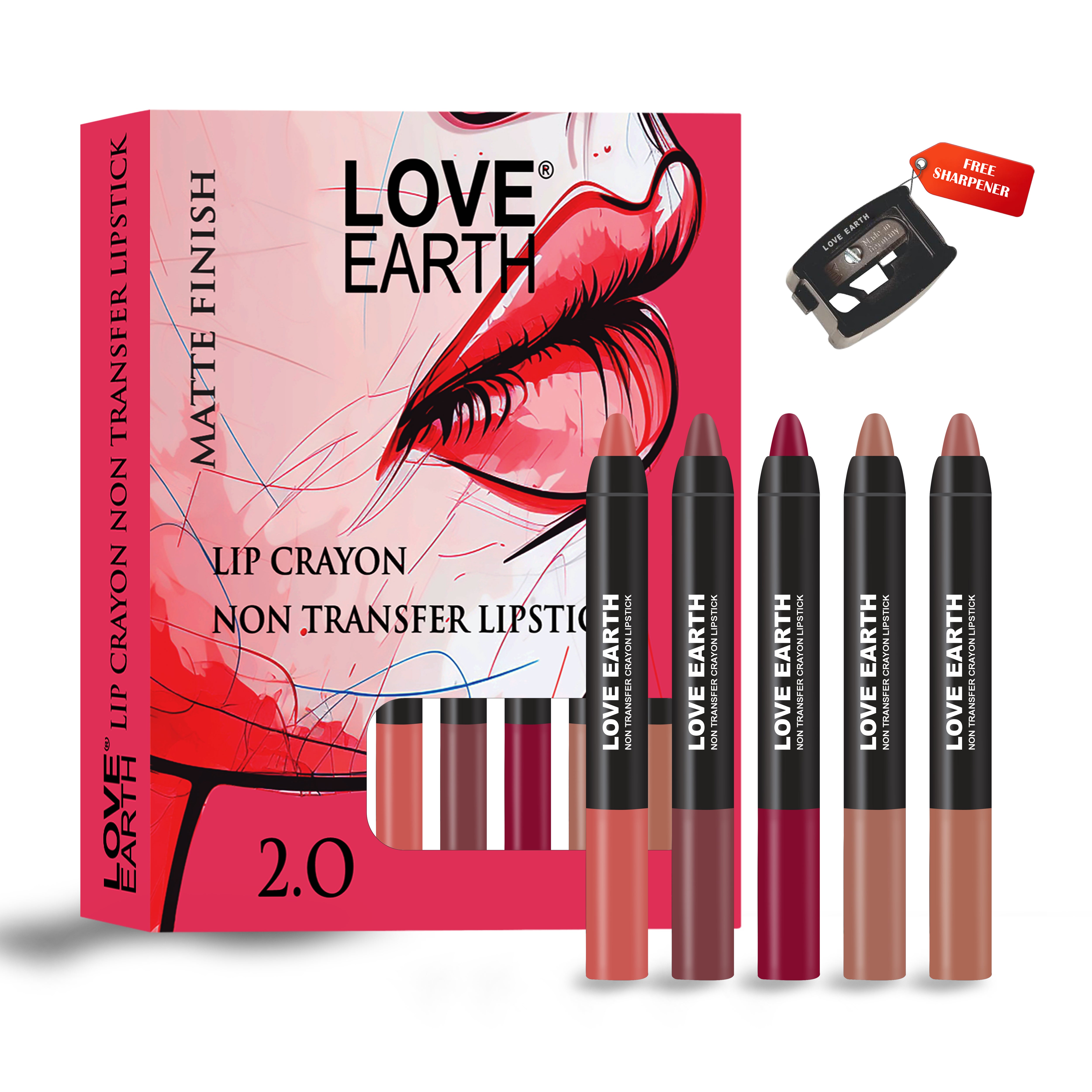 LIP CRAYON NON-TRANSFER LIPSTICK 2. O - PACK OF 5