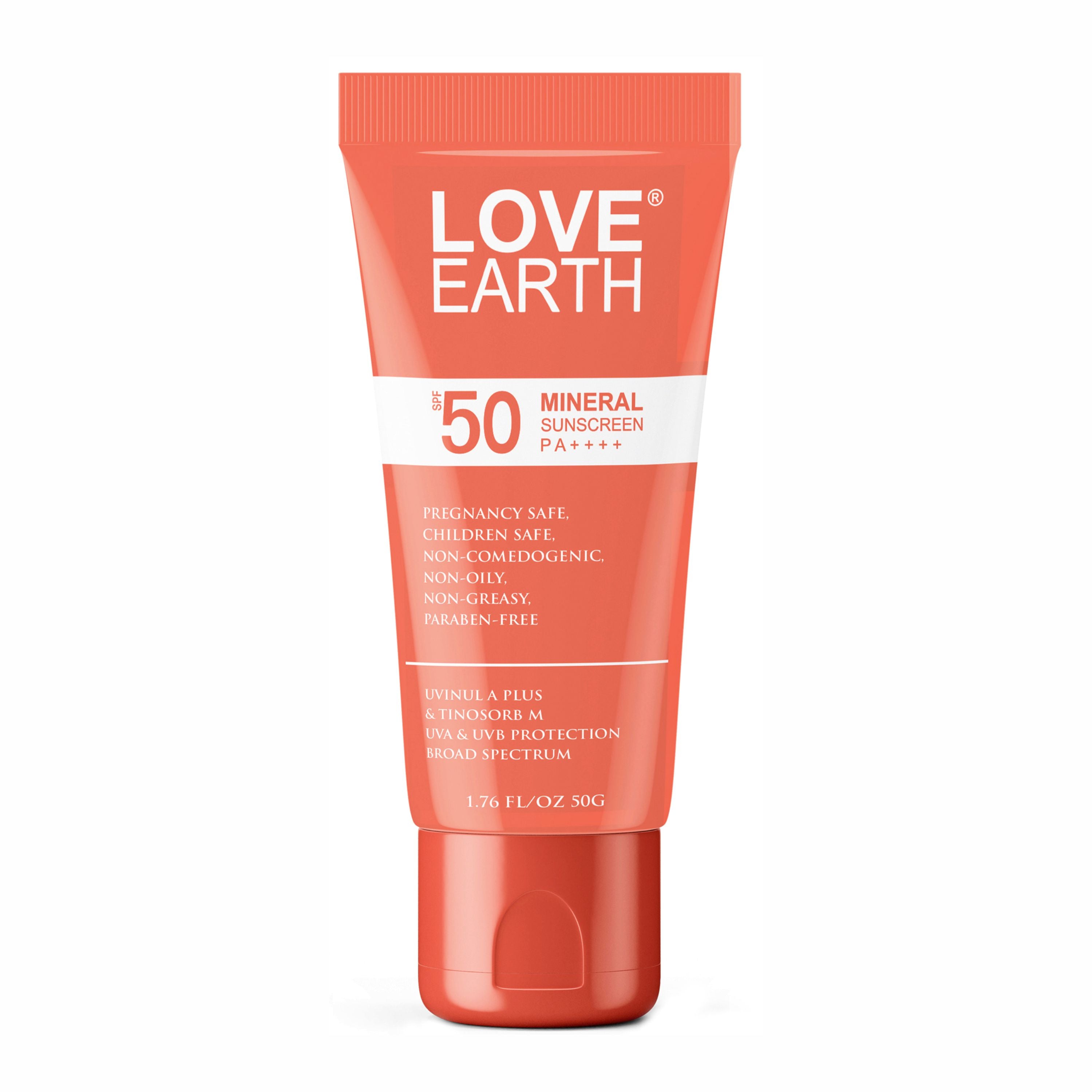 Mineral Sunscreen SPF 50 PA++++|No White Cast | UV Protection| Non-Oily| Non-Greasy| Paraben-Free| All Skin Types | For Women & Men | 50G