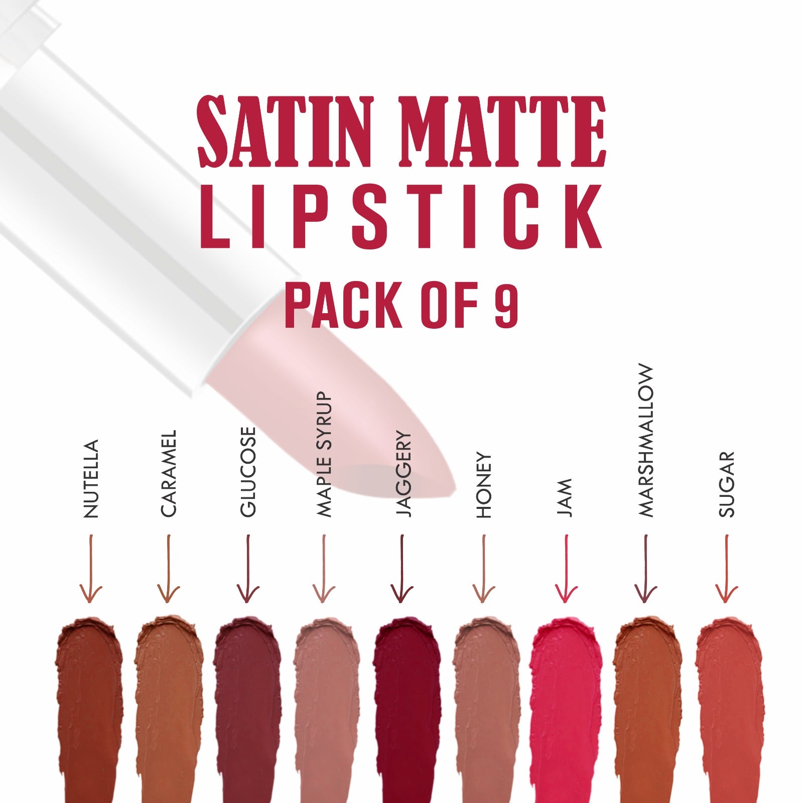 Satin Matte Lipstick Pack Of 9 - 18G