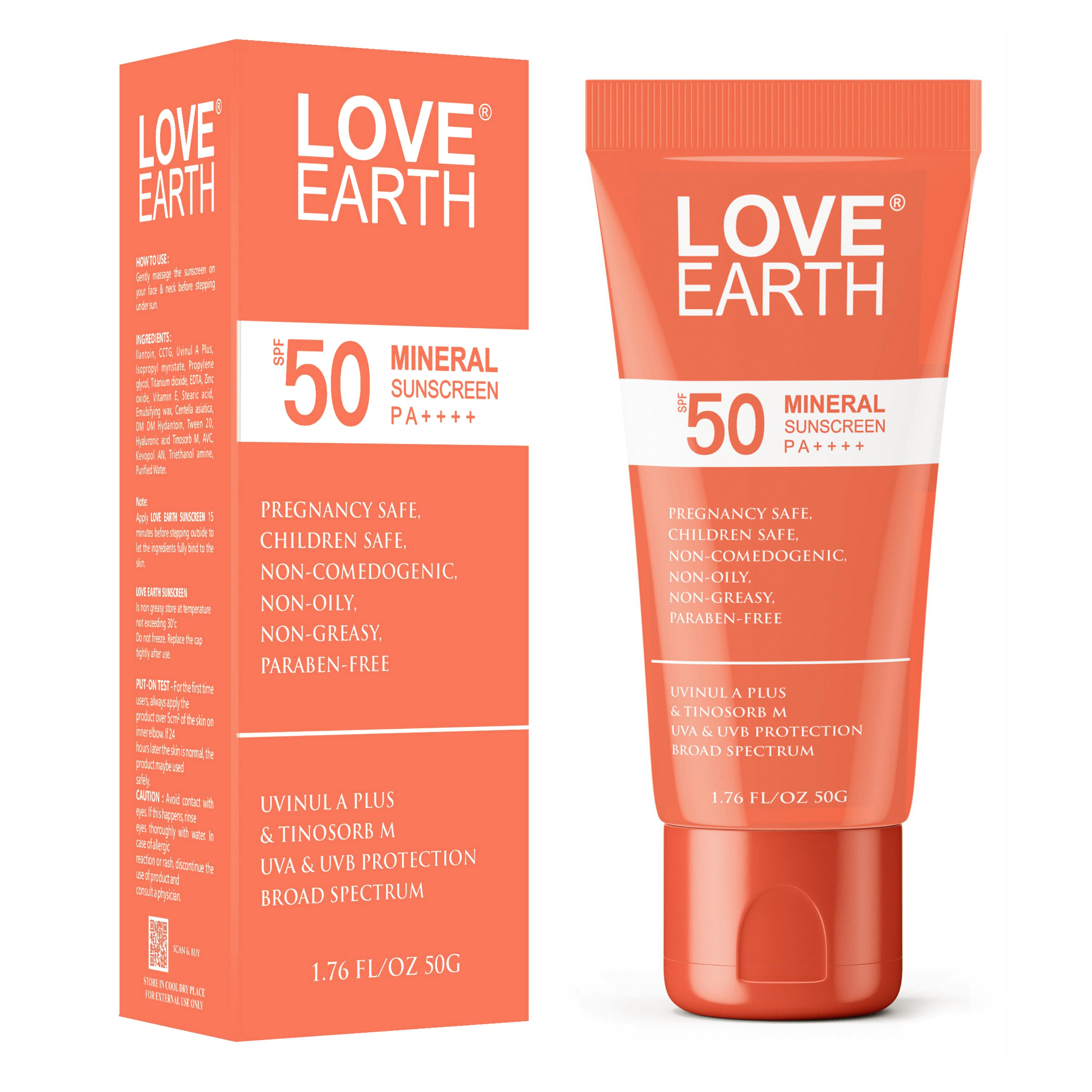 Mineral Sunscreen SPF 50 PA++++|No White Cast | UV Protection| Non-Oily| Non-Greasy| Paraben-Free| All Skin Types | For Women & Men | 50G