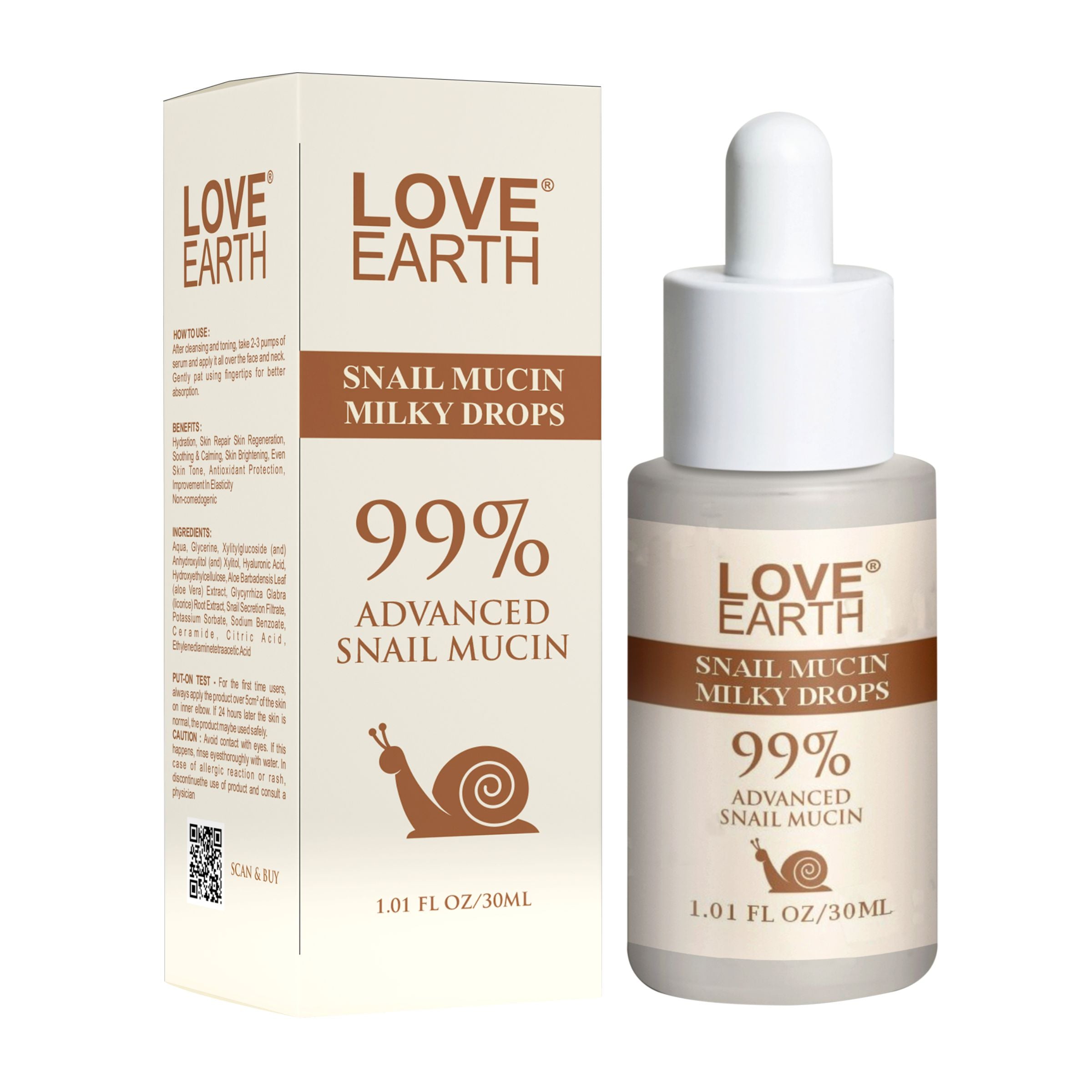 Love Earth - Snail Mucin Milky Drops Face Serum