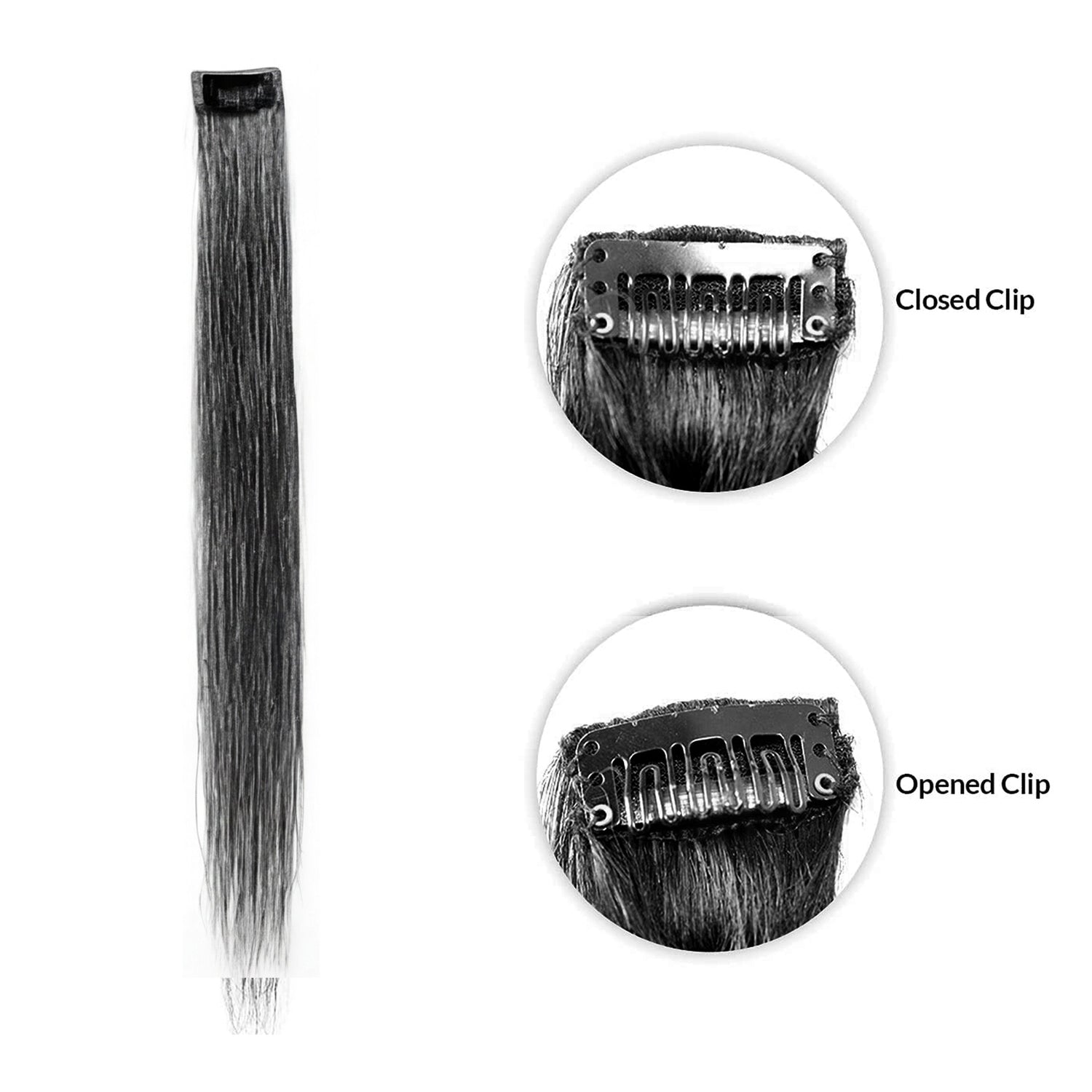 Single Clip Side Hair Extensions 14 Inch Salt & Pepper