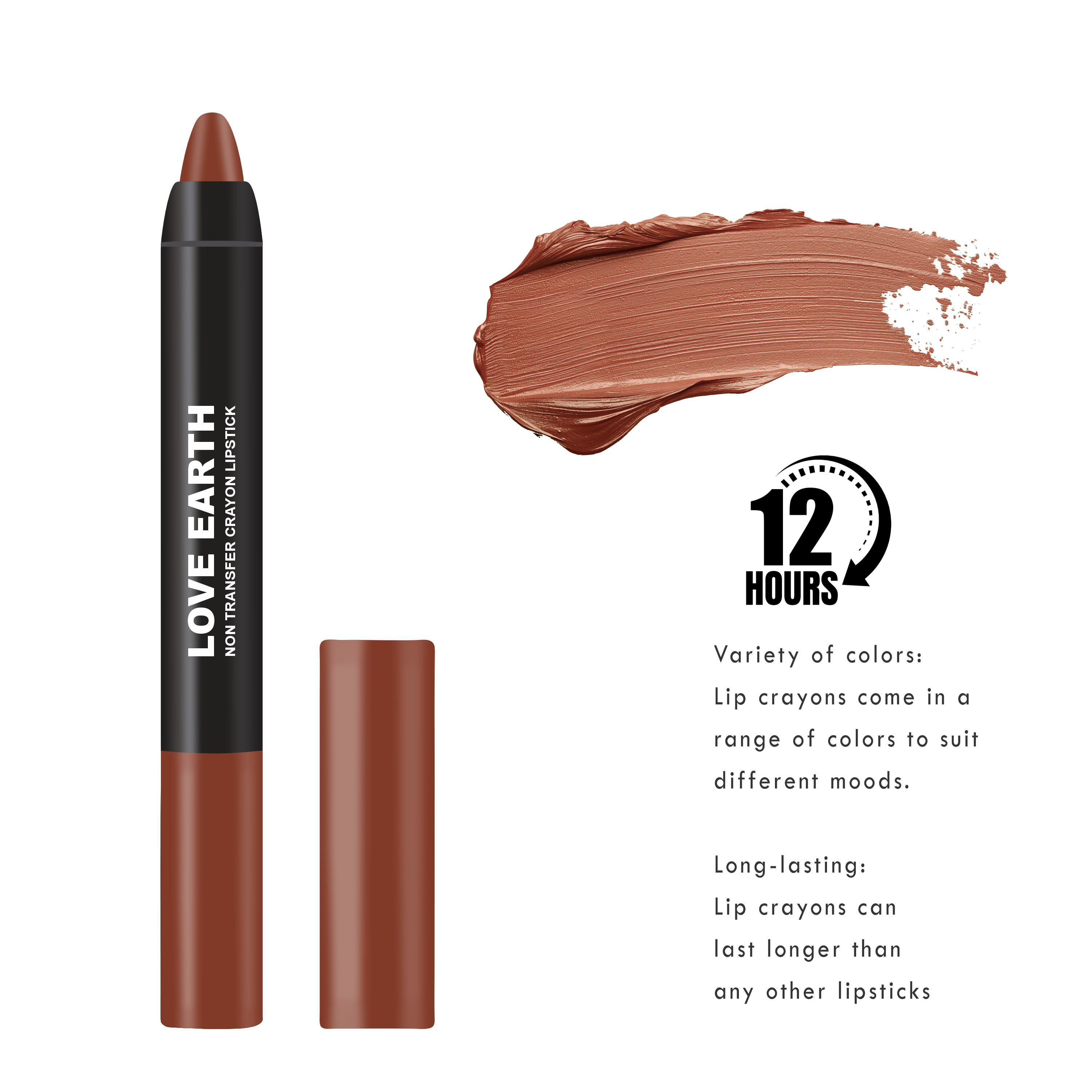 LOVE EARTH NON TRANSFER CRAYON LIPSTICK-COFFEE ROSE  3.5g