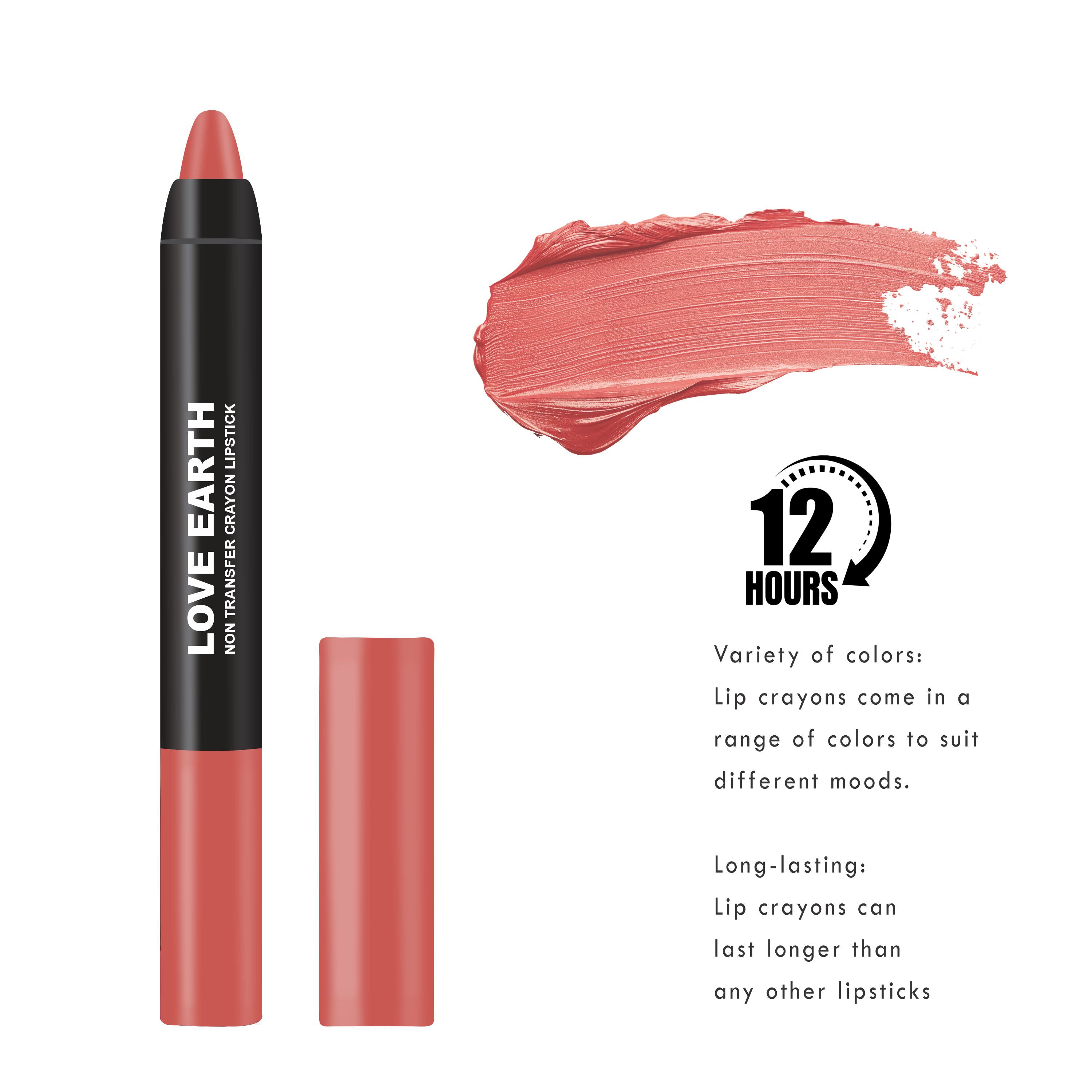 LOVE EARTH NON TRANSFER LIP CRAYON LIPSTICK-HARDY MUMS 3.5g