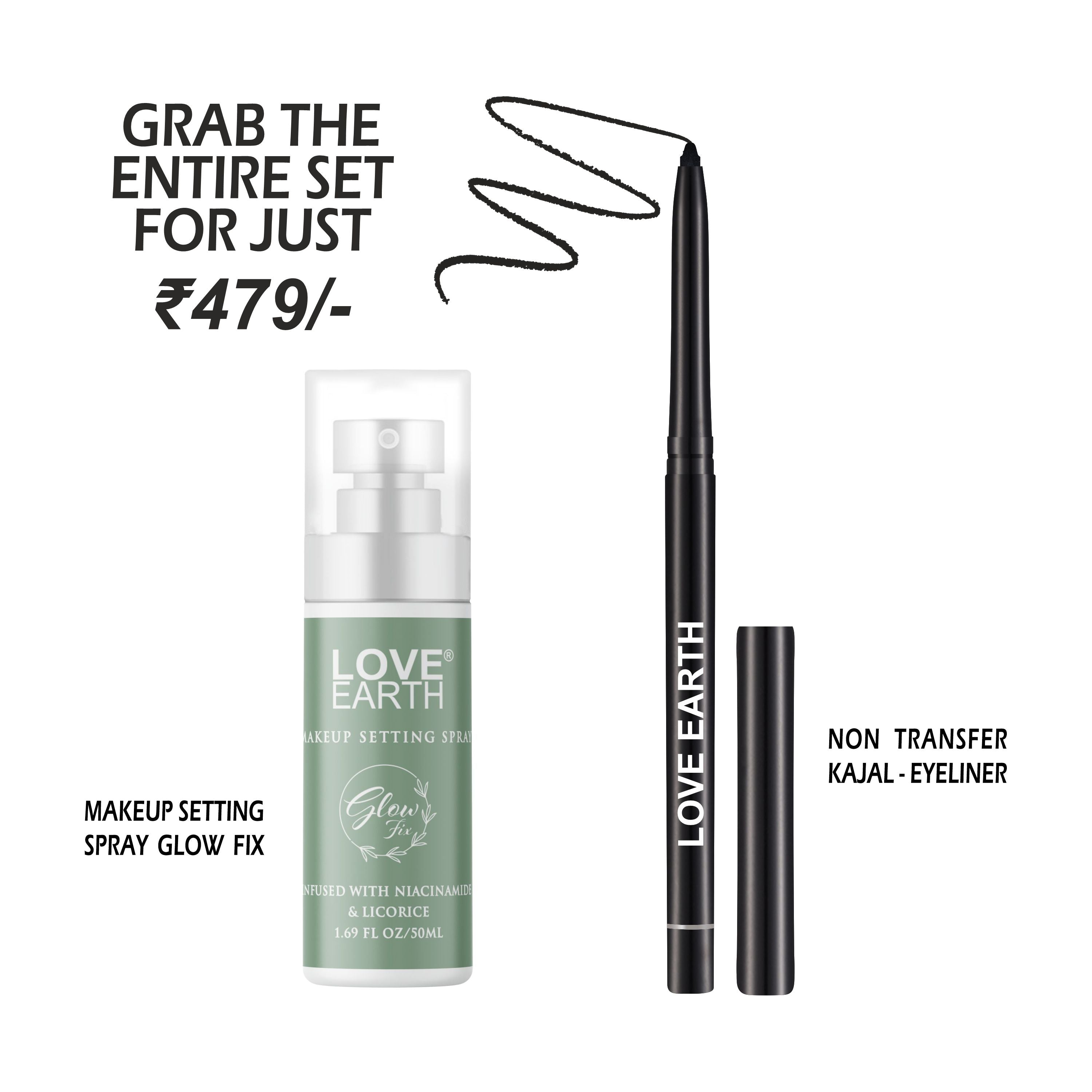 Makeup Setting Spray Glow Fix-50ML | Non Transfer Kajal-Eyeliner
