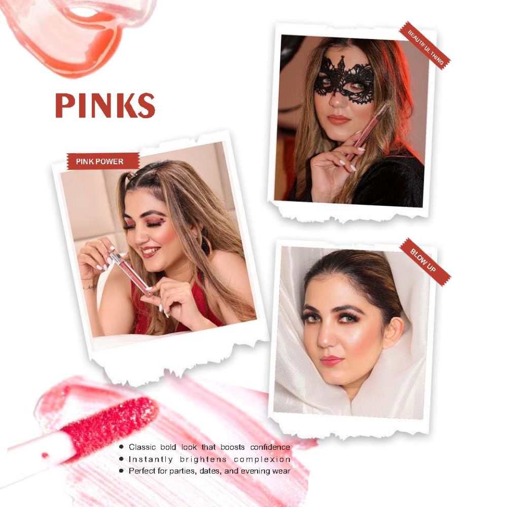 Liquid Lip Gloss-Pack of 3 Pinks