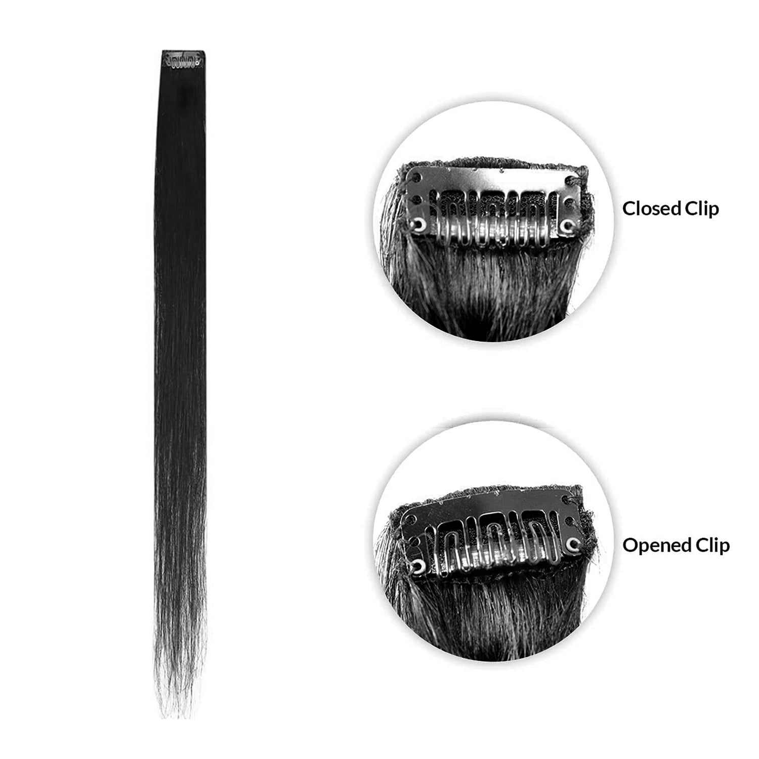 Single Clip Side Hair Extensions 14 inch Natural Black