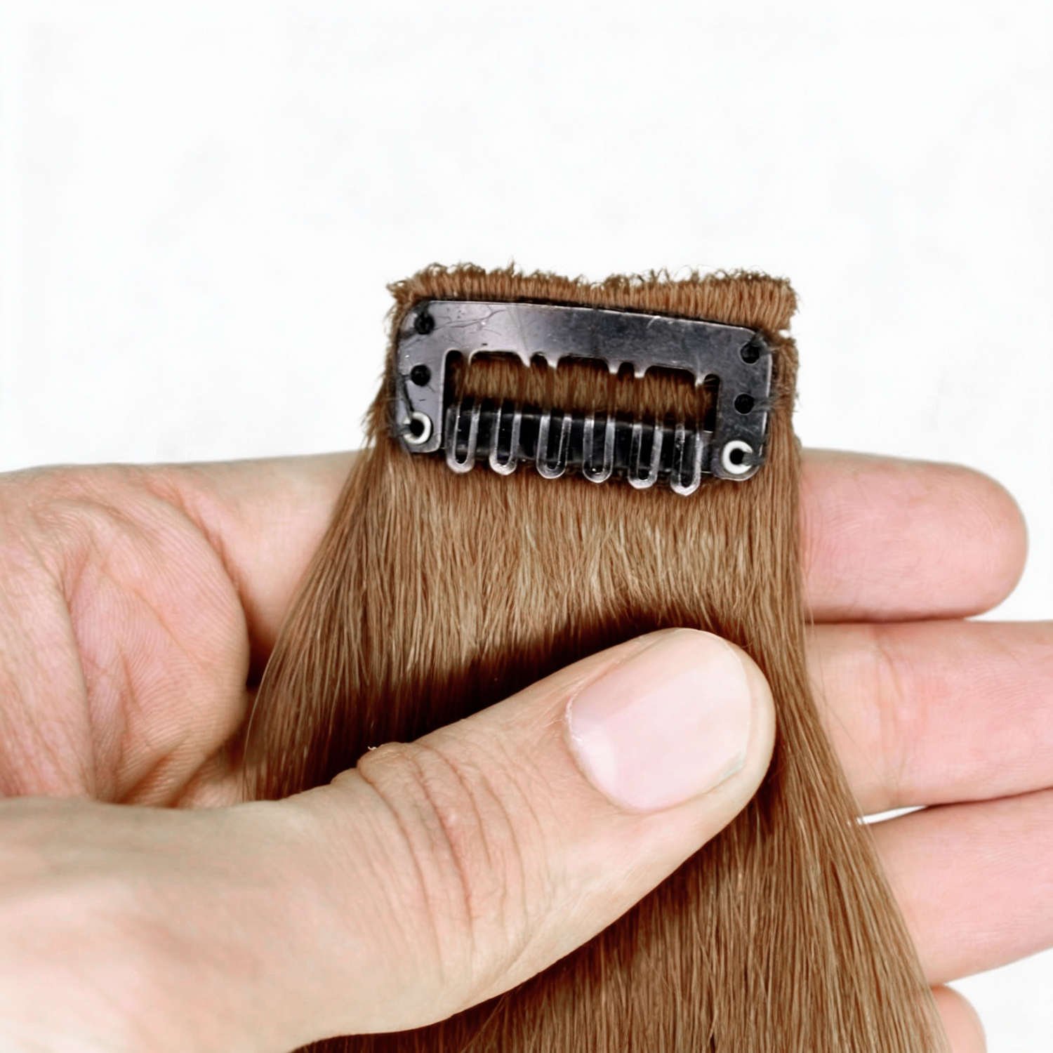 Single Clip Side Hair Extensions 14 Inch Golden Brown