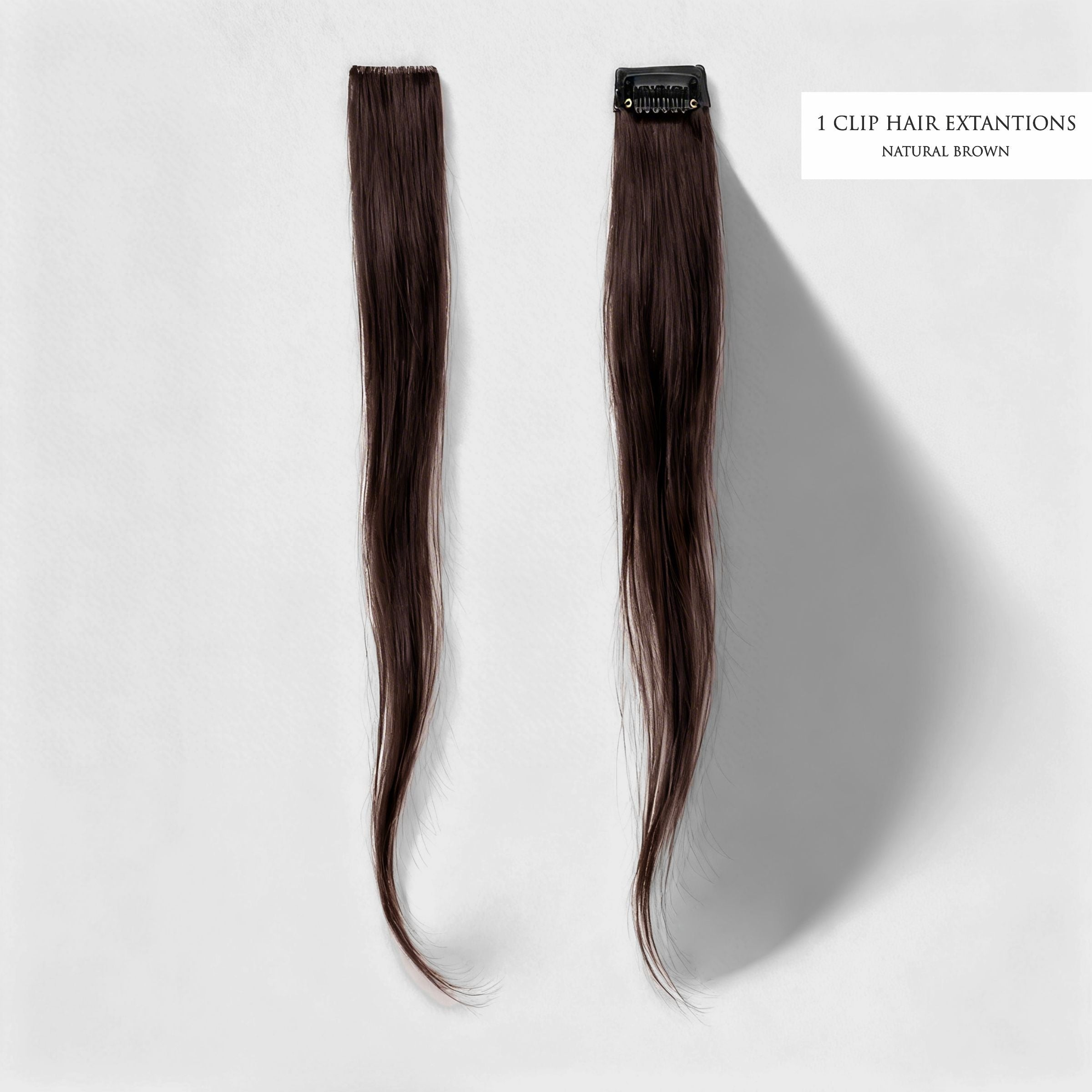 Single Clip Side Hair Extensions 14 Inch Light Brown