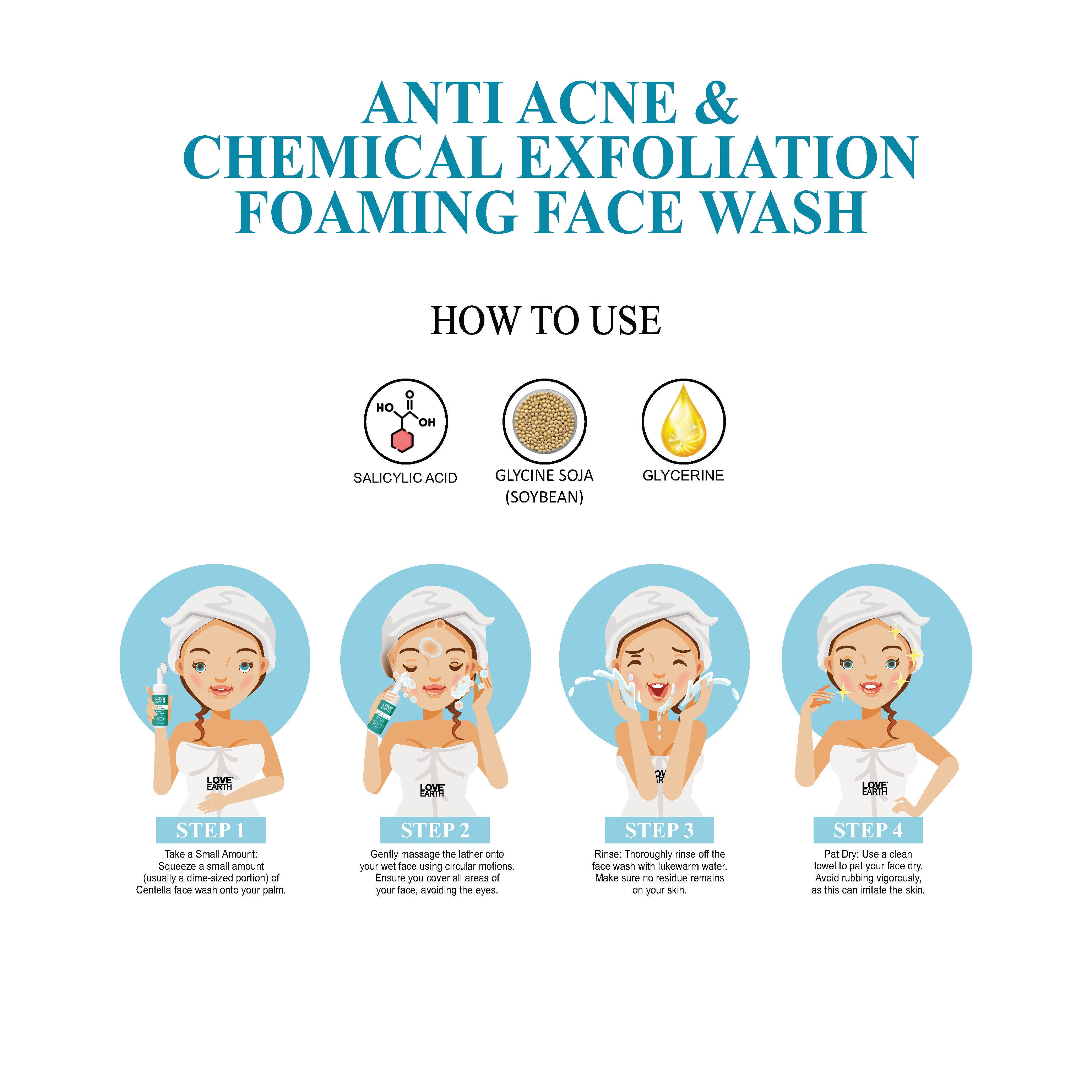 Anti Acne & Chemical Exfoliation Foaming Face Wash For Sensitive Skin, Deep Cleansing, Acne-Fighting Ingredients, Oil Control 100Ml  "