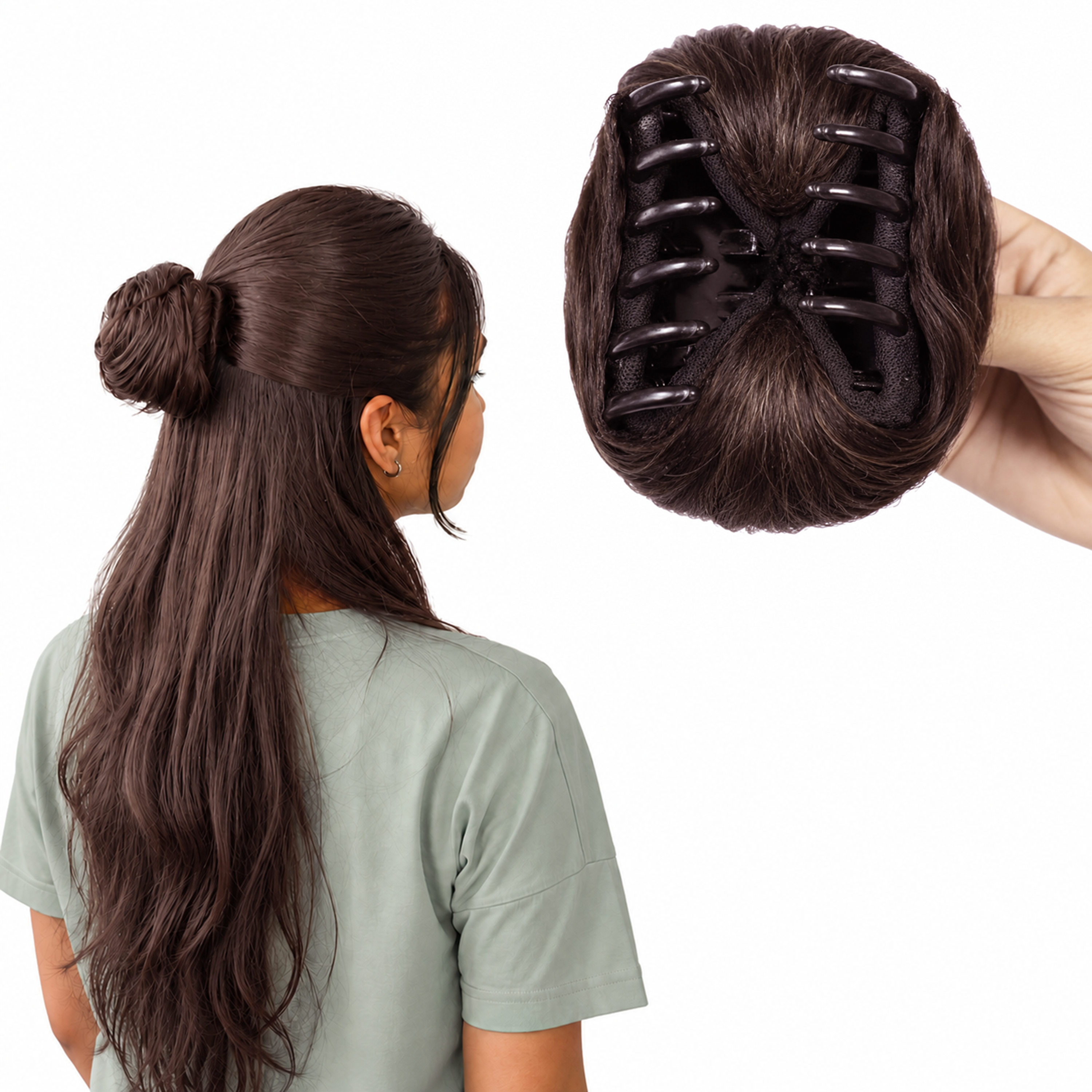 Clip-on Hair Bun Natural Brown
