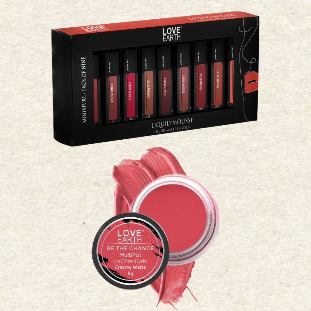 Liquid Lipstick Pack Of 9 & Multipot - Be The Change Kit