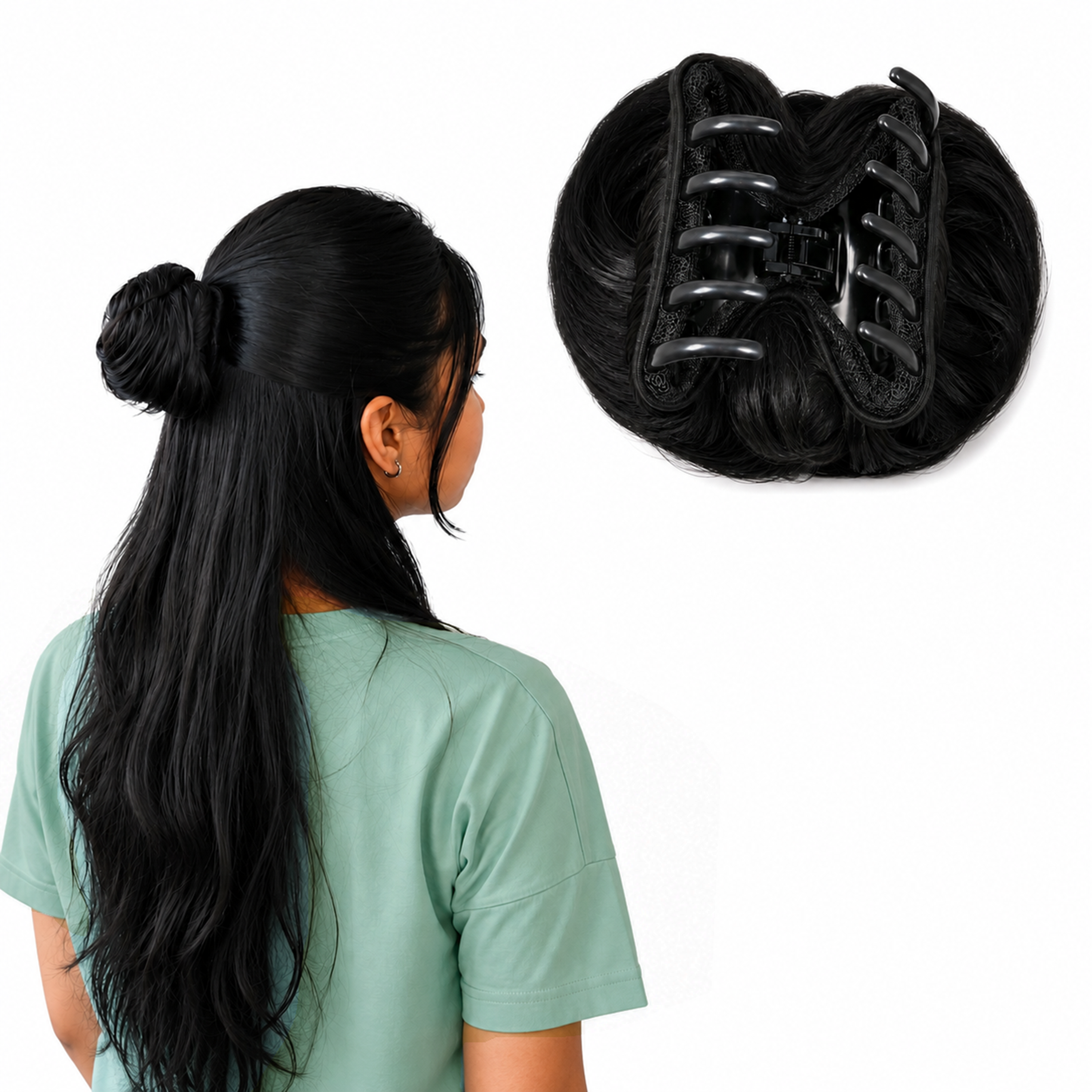 Clip-on Hair Bun Natural Black