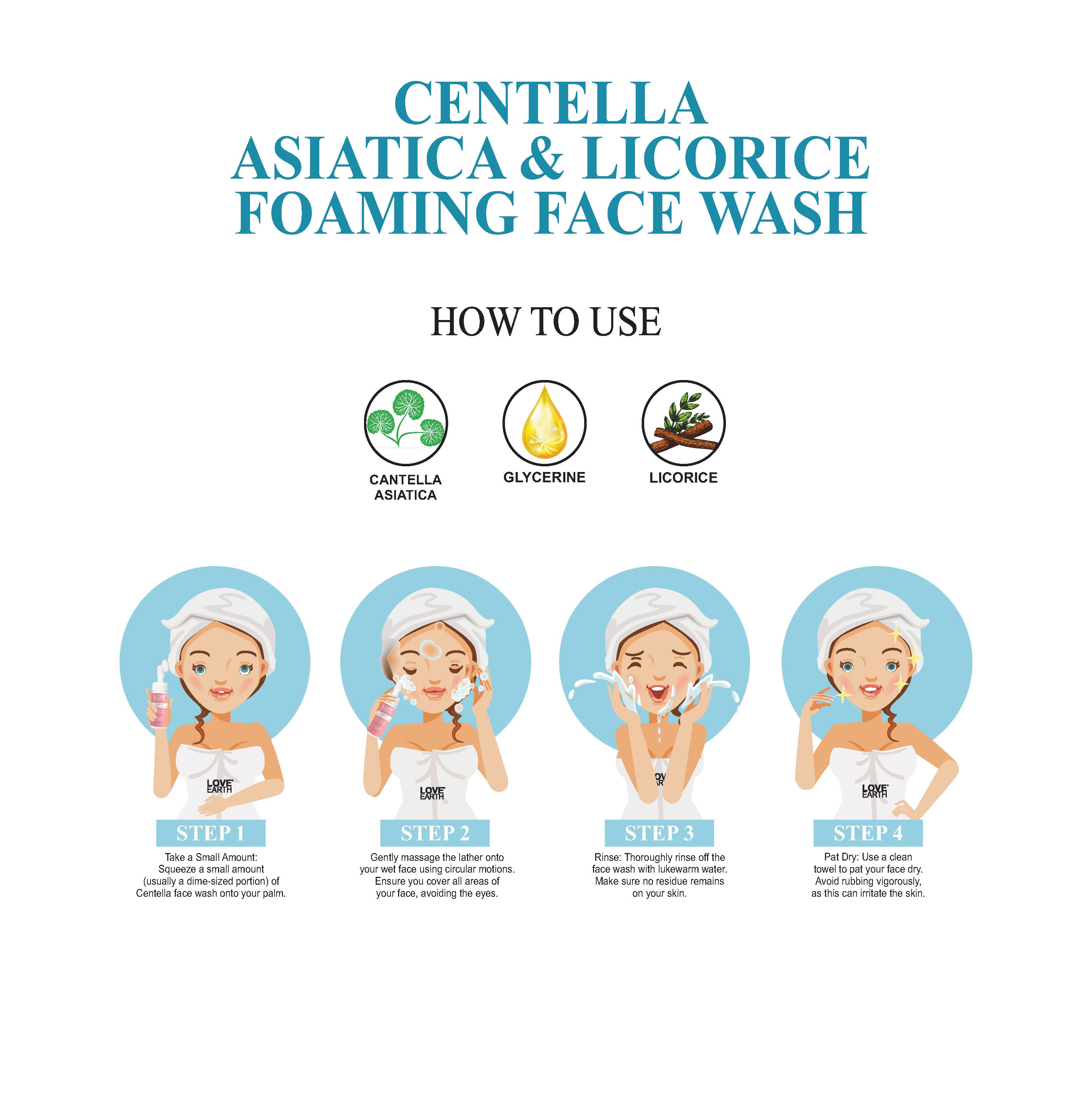 "Love Earth Centella Asiatica & Licorice Foaming Face Wash For Sensitive Skin,Anti Pigmentation,Anti Blemishes,Reduce Freckles 100Ml  "