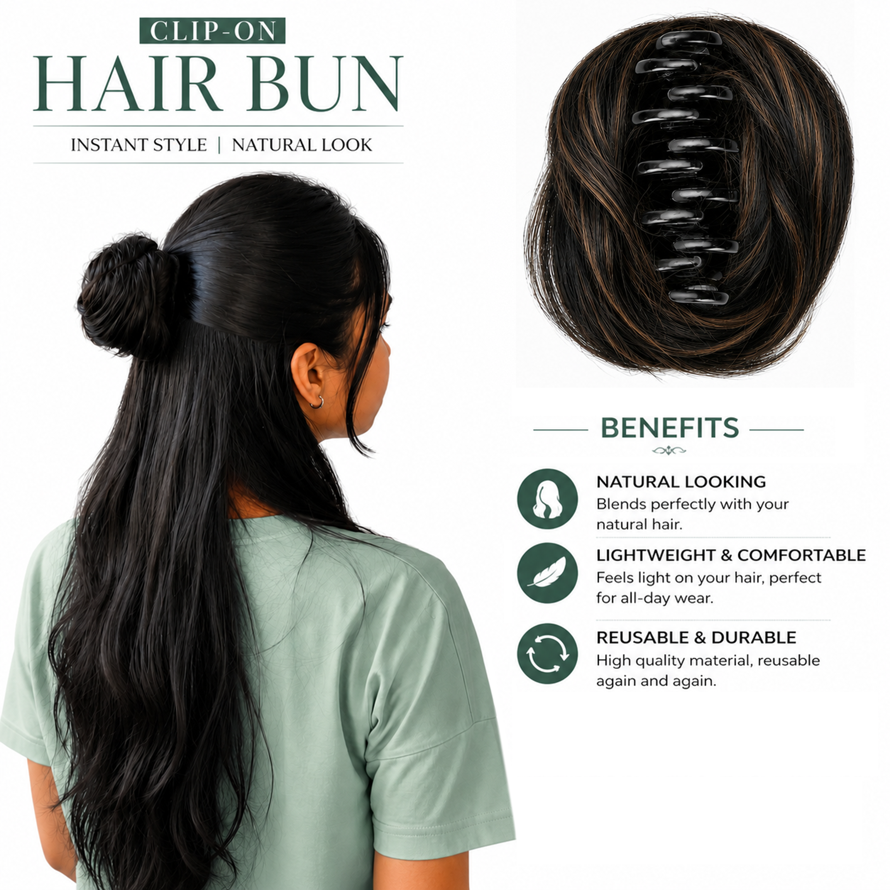 Clip-on Hair Bun Highlight