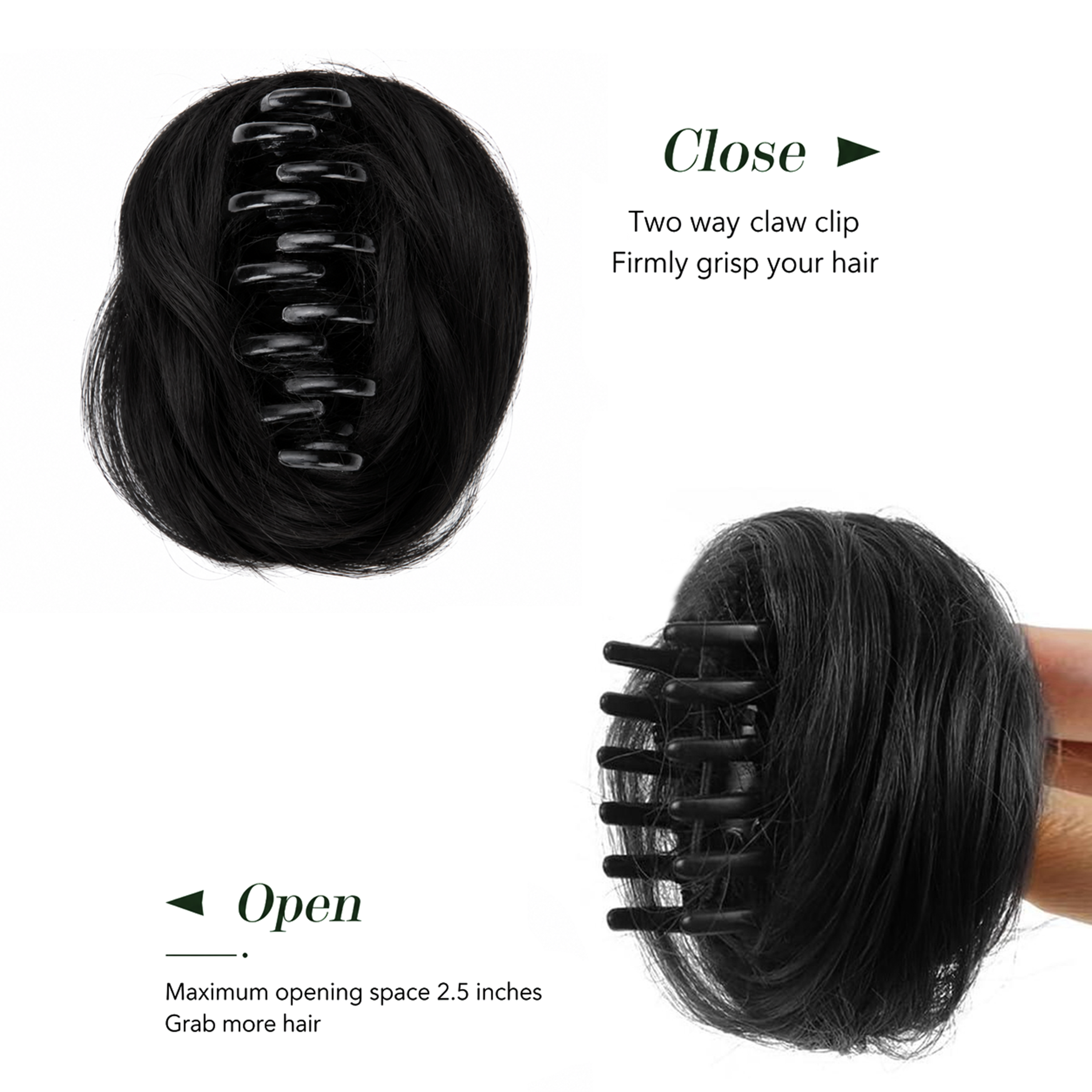 Clip-on Hair Bun Natural Black