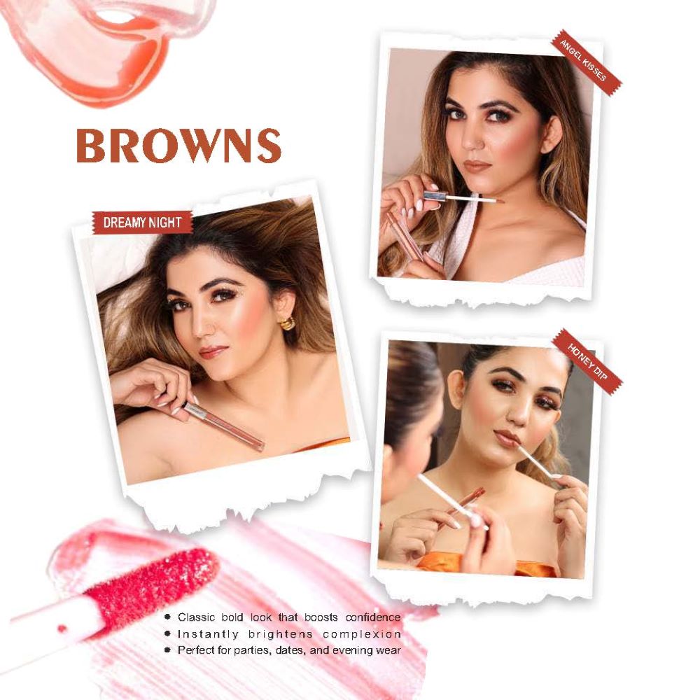 Liquid Lip Gloss Browns - Pack of 3