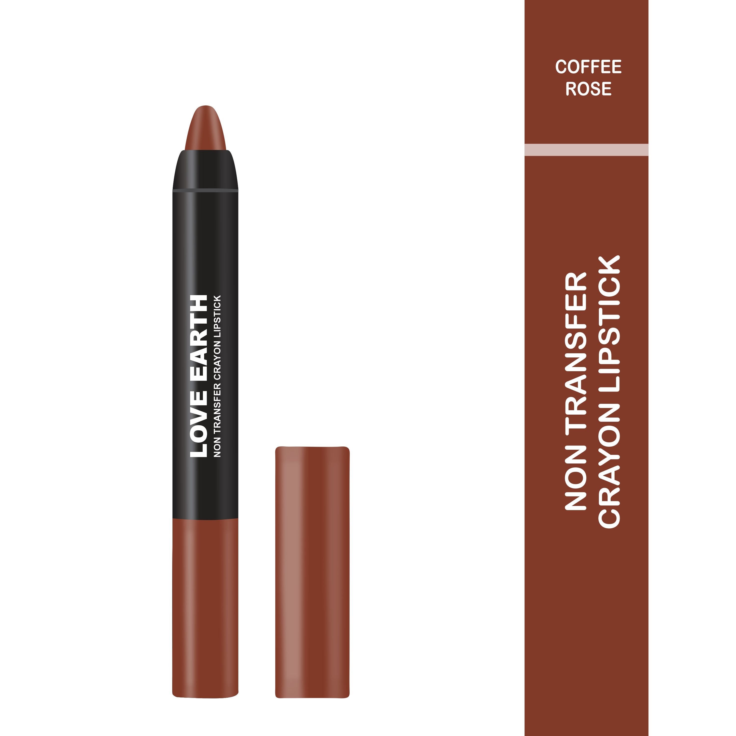 LOVE EARTH NON TRANSFER LIP CRAYON LIPSTICK-COFFEE ROSE  3.5g