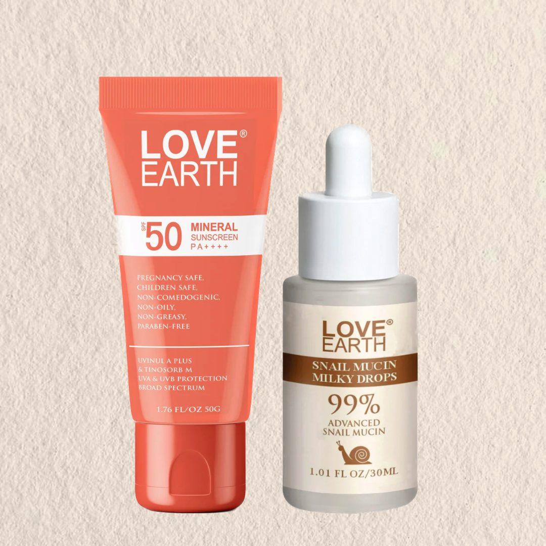 Mineral Sunscreen SPF 50 PA++++ 50g & Snail Mucin Milky Drops 30ml