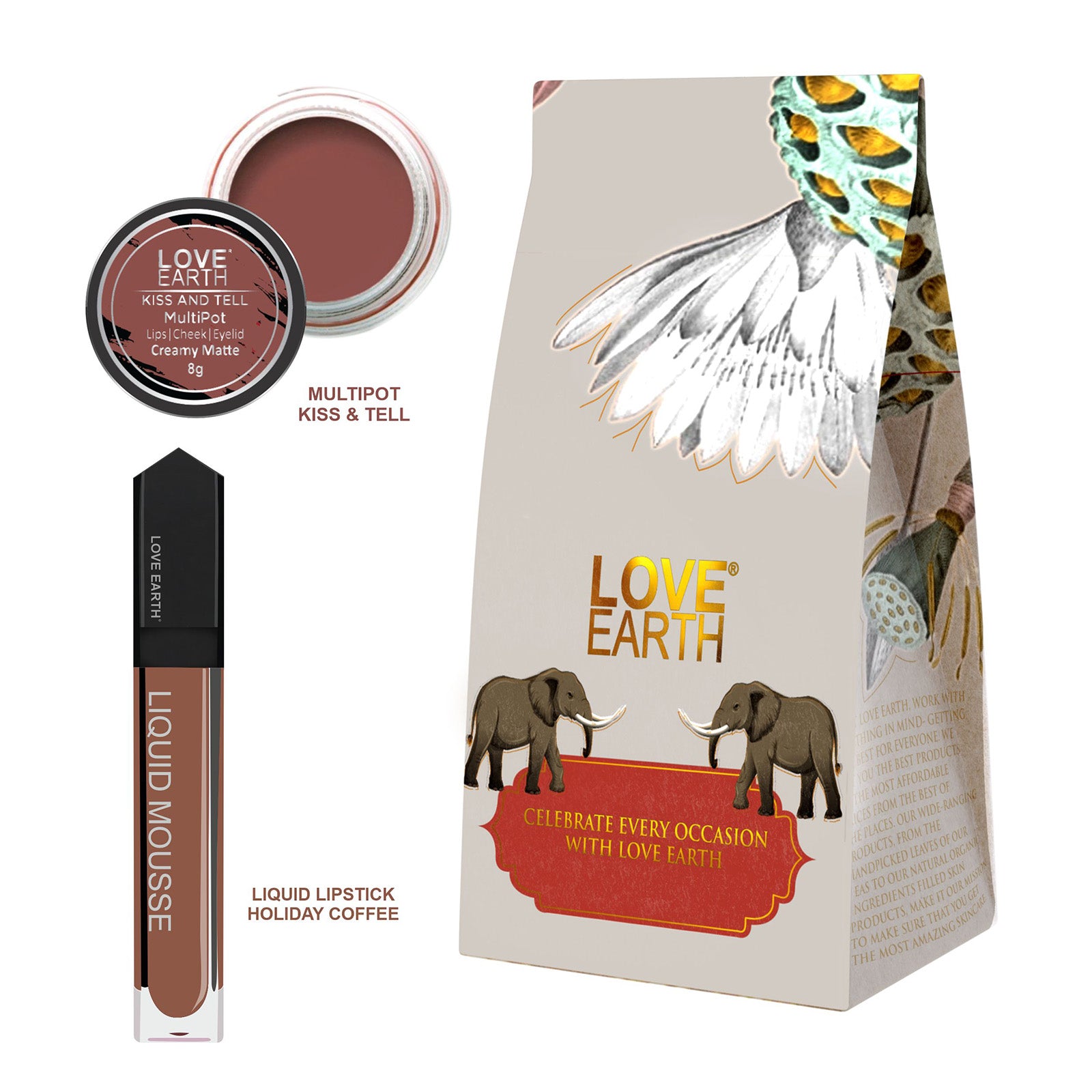 Lip And Cheek Tint Kiss And Tell &  Liquid Lipstick Holiday Coffee Gift Pack