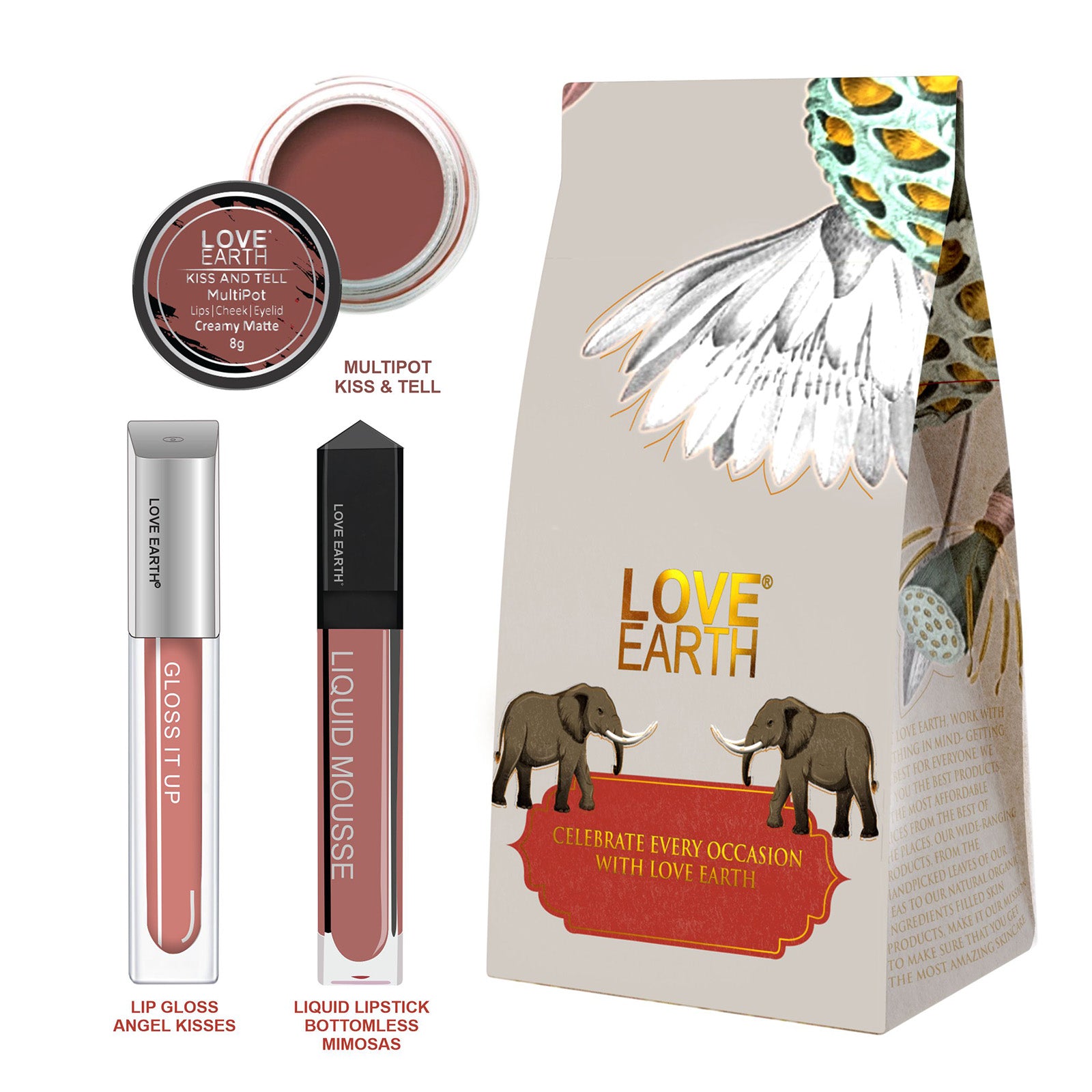 Lip And Cheek Tint Kiss and Tell, Liquid Lipstick Bottomless Mimosas & Lip Gloss Angel Kisses Gift Pack