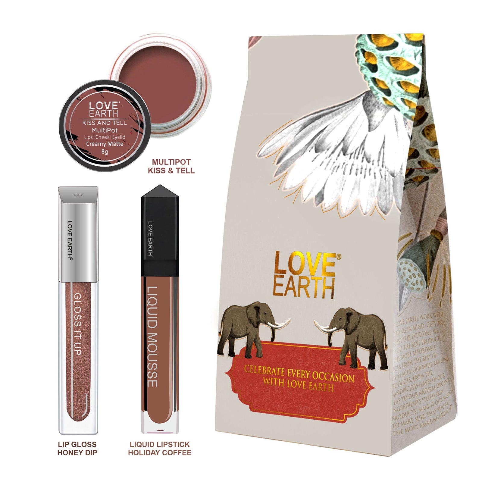 Lip And Cheek Tint Kiss And Tell, Liquid Lipstick Holiday Coffee, & Lip Gloss Honey Dip Gift Pack