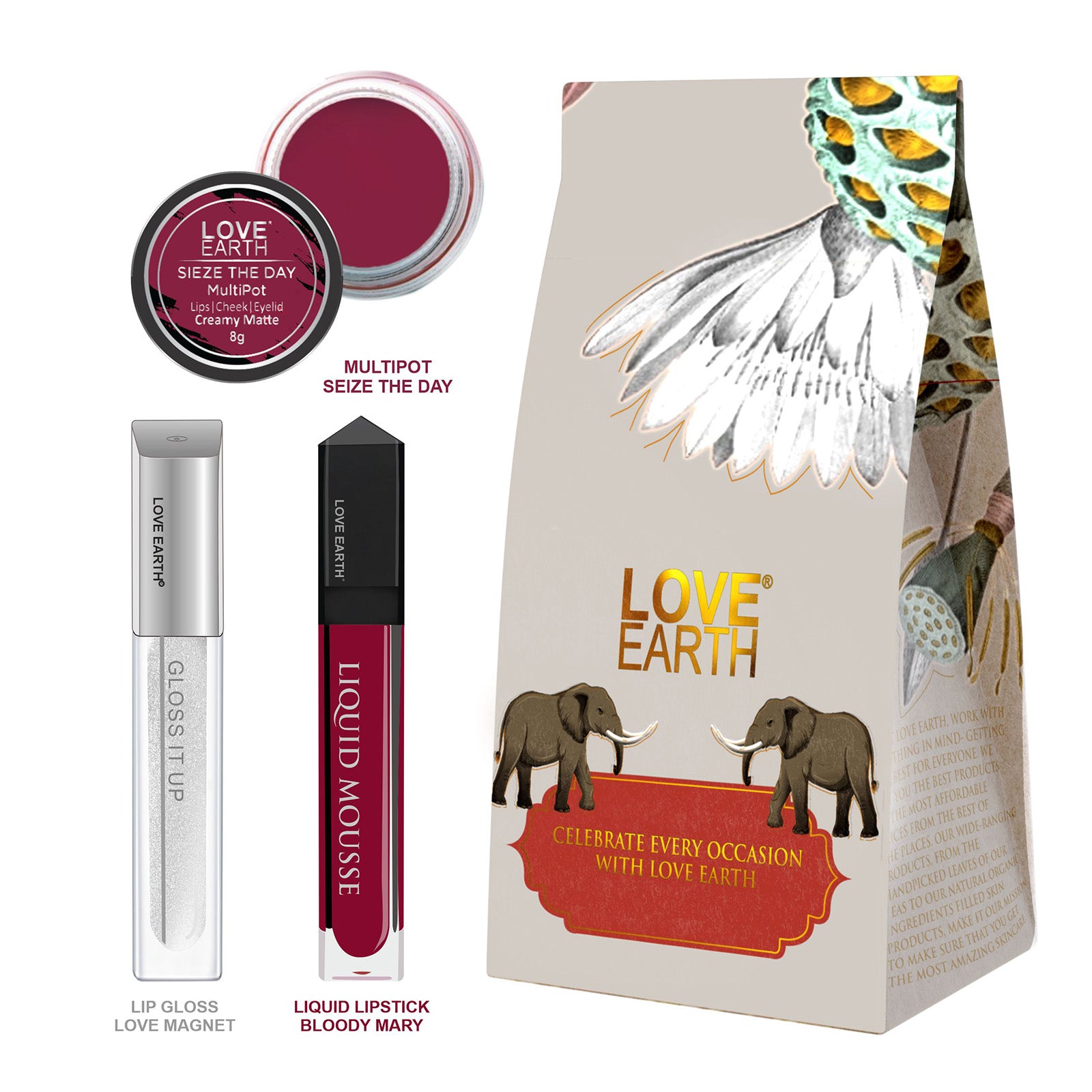 Lip And Cheek Tint Seize The Day, Liquid Lipstick Bloody Mary & Lip Gloss Love Magnet Gift Pack