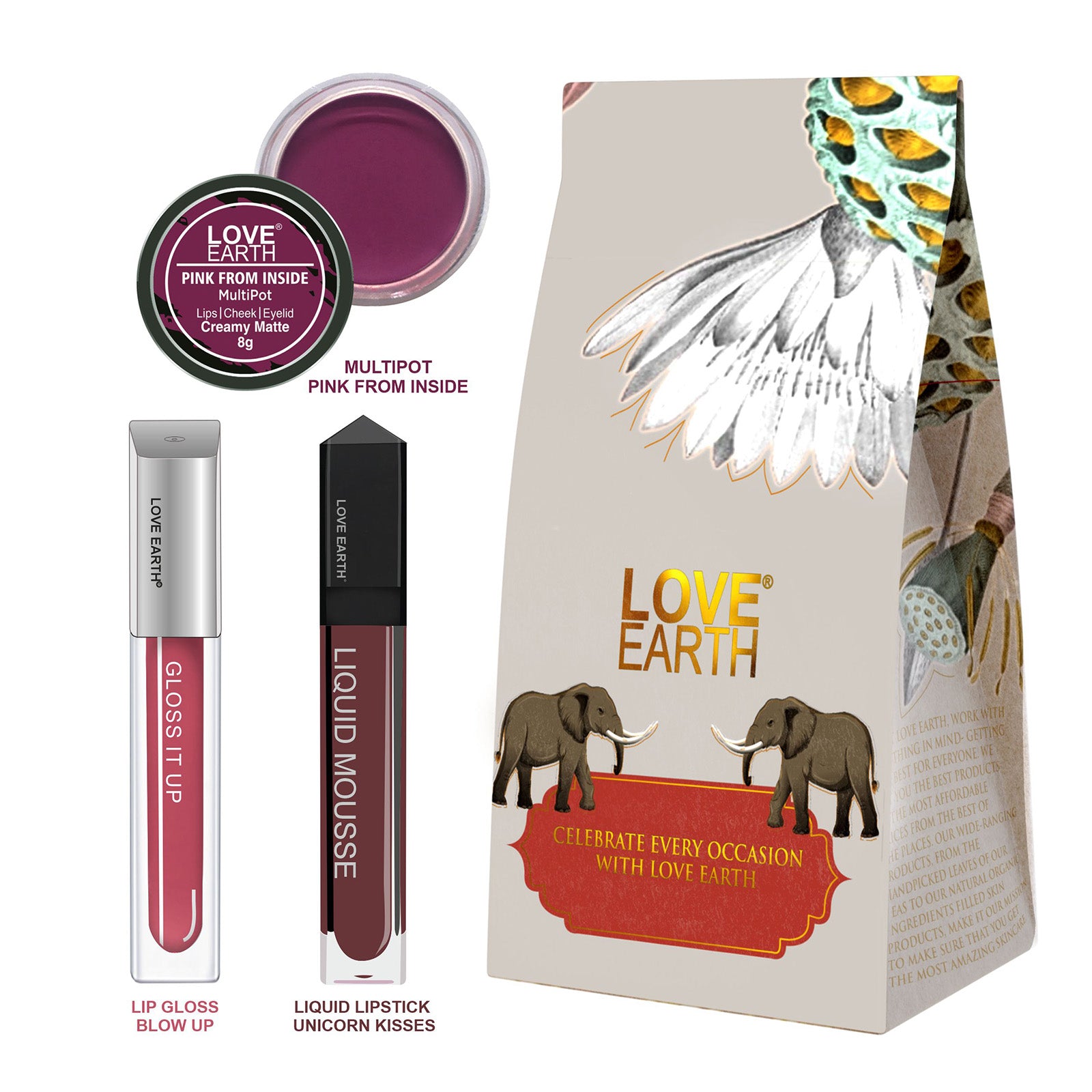 Lip And Cheek Tint Pink From Inside, Liquid Lipstick Unicorn Kisses & Lip Gloss Blow Up Gift Pack